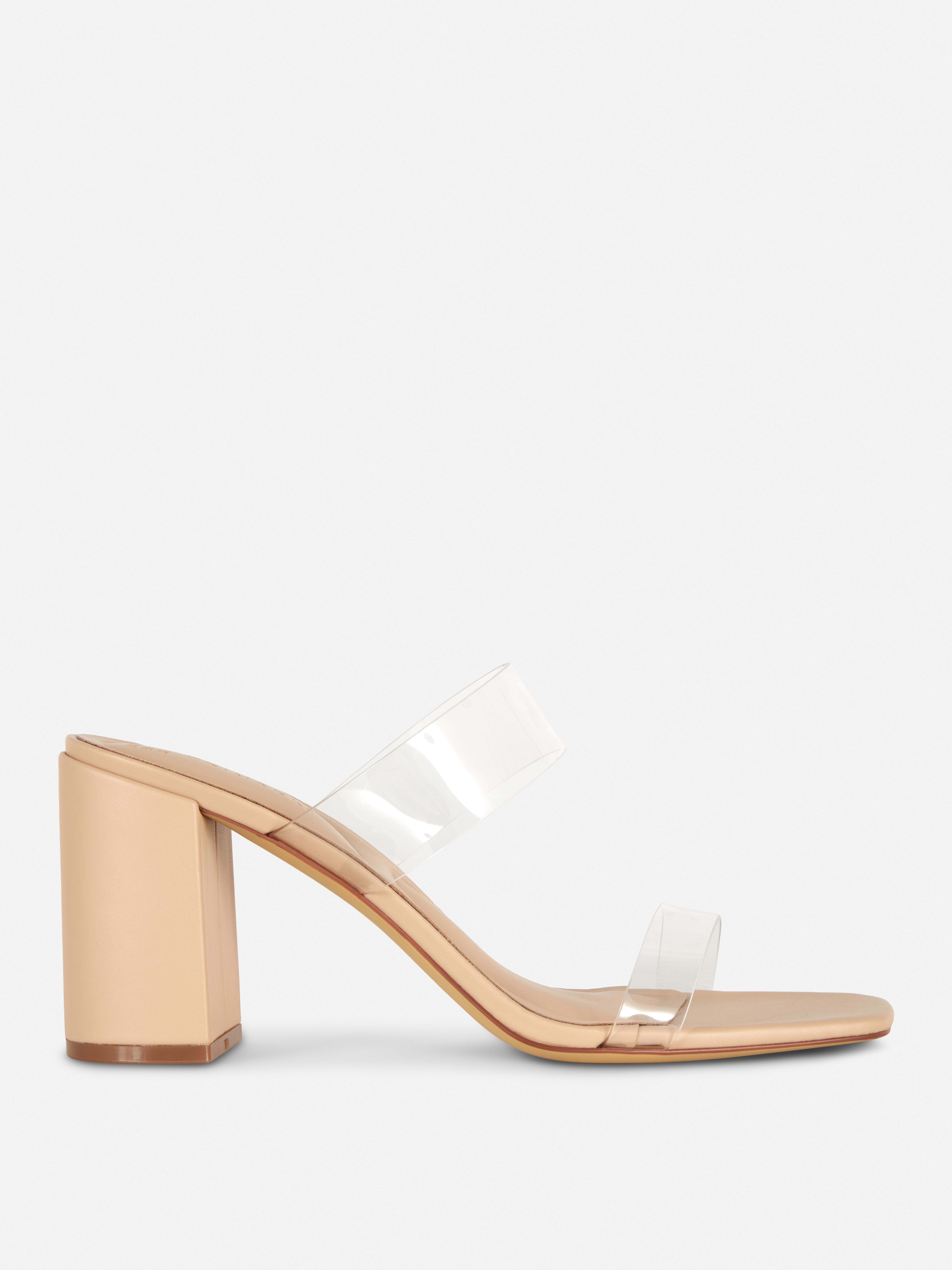 Sandalias de tacón con tiras transparentes