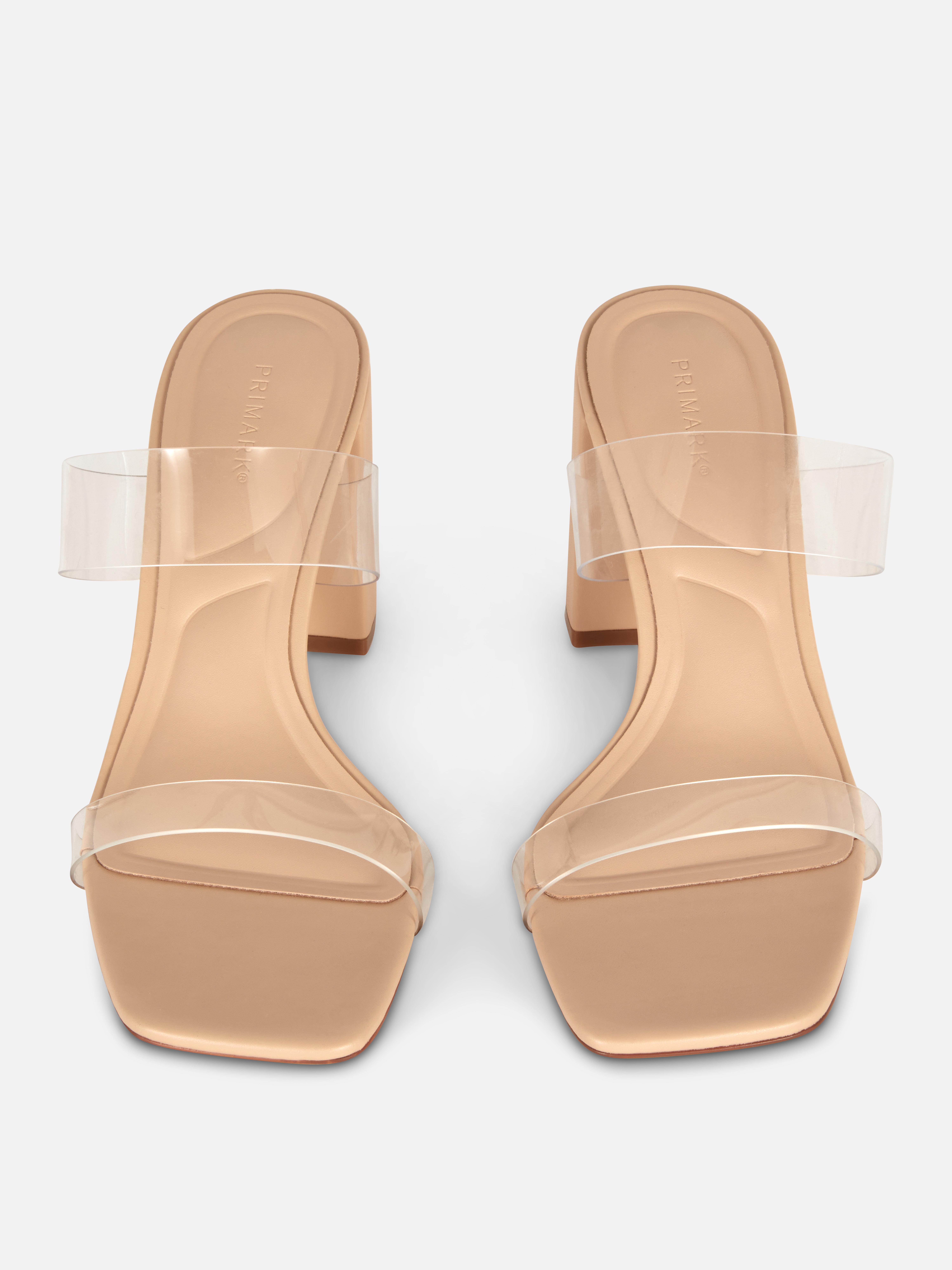 Sandalias de tacón con tiras transparentes
