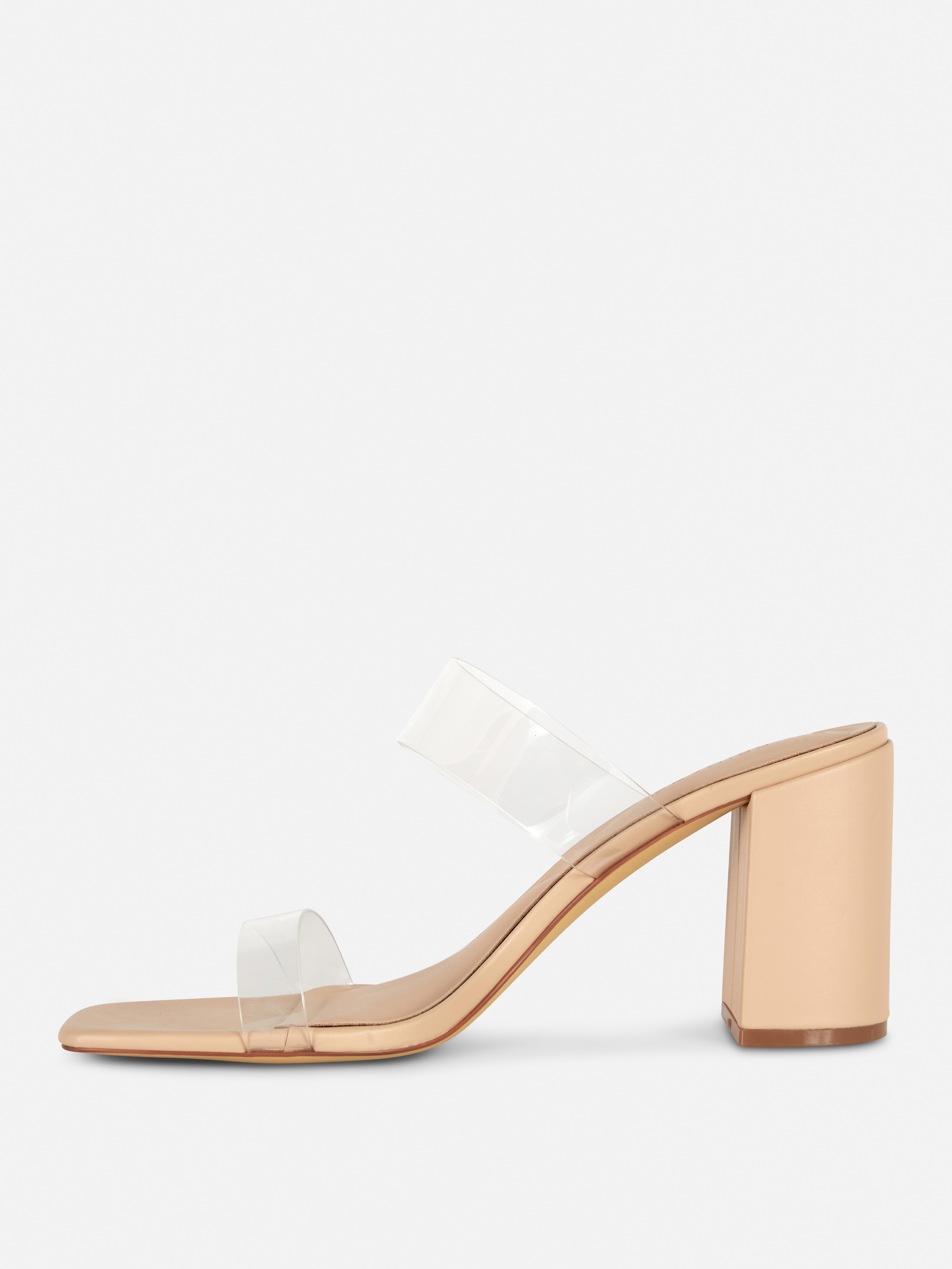 Sandalias de tacón con tiras transparentes