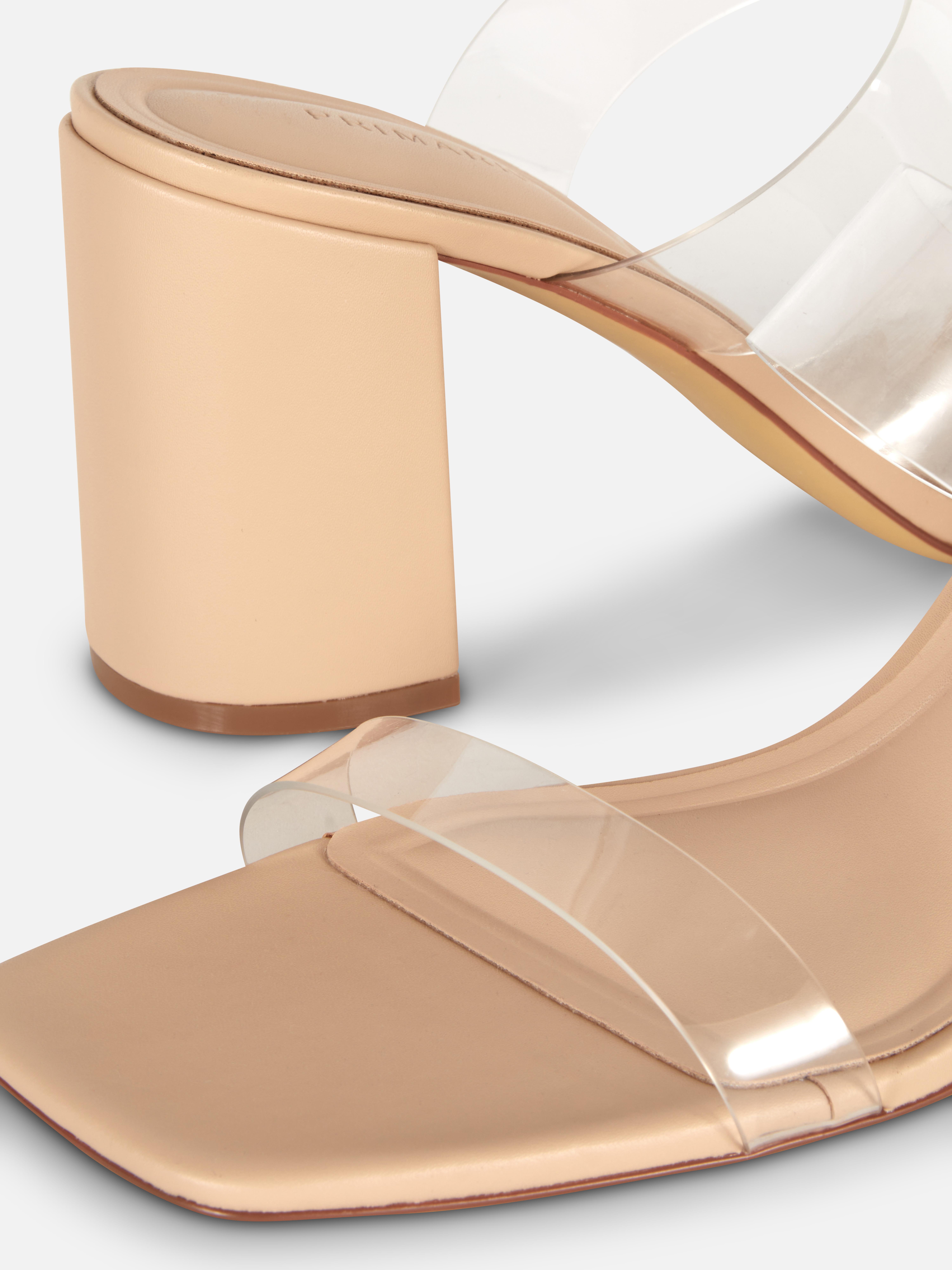 Sandalias de tacón con tiras transparentes