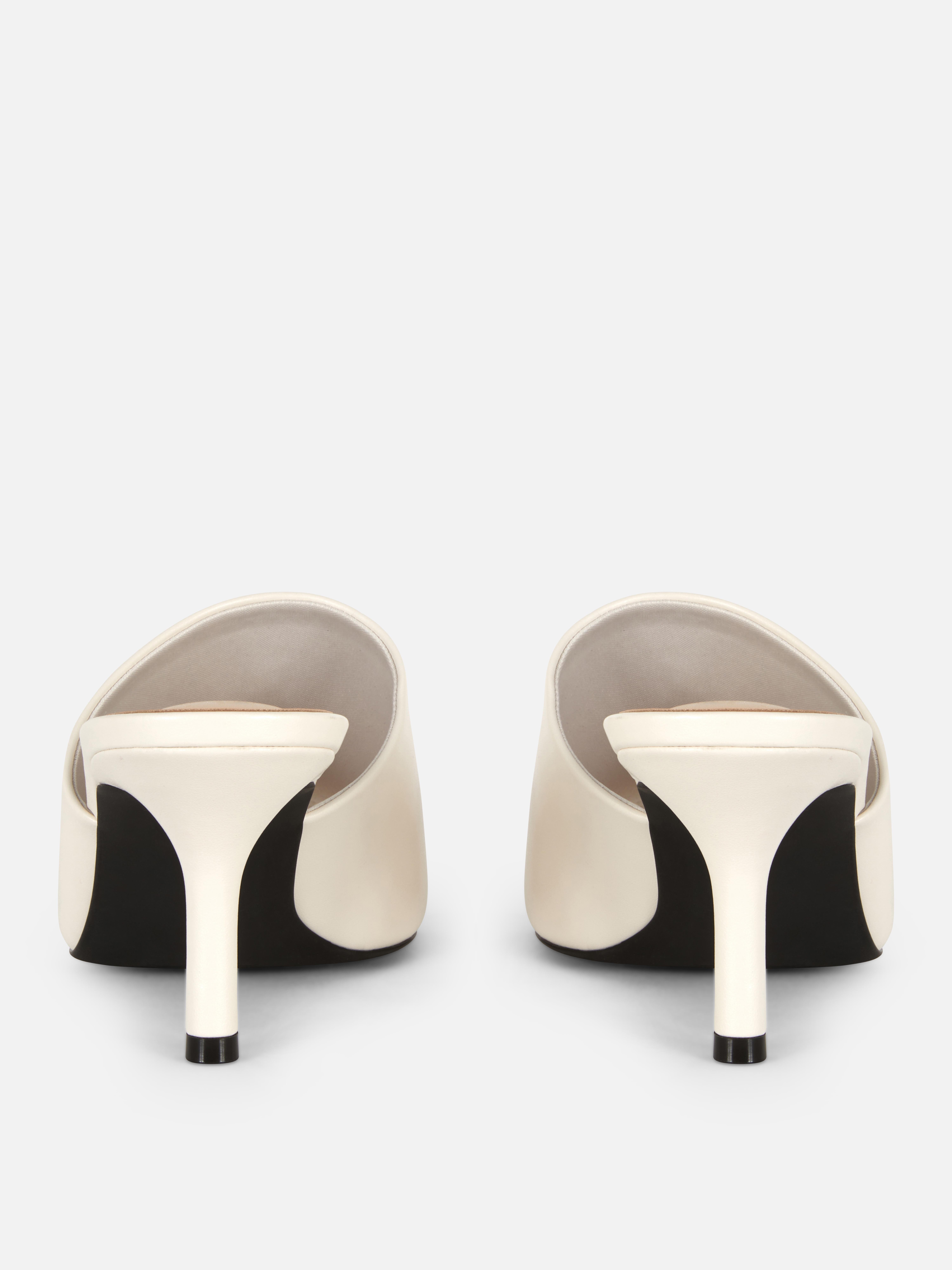 Women's Ecru Square Toe Heeled Mules | Penneys