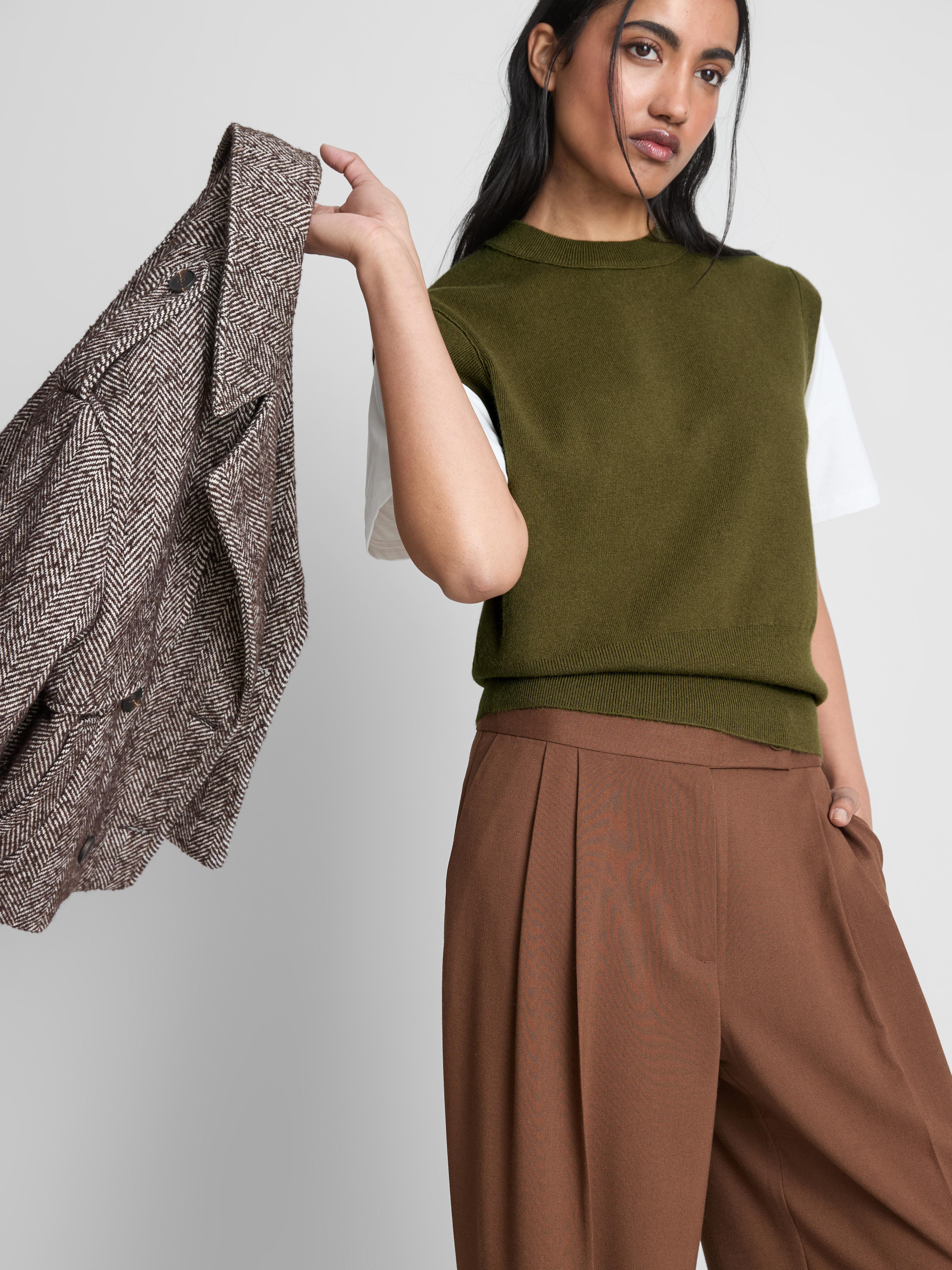 Women's Green 2 1 Knitted Vest Top