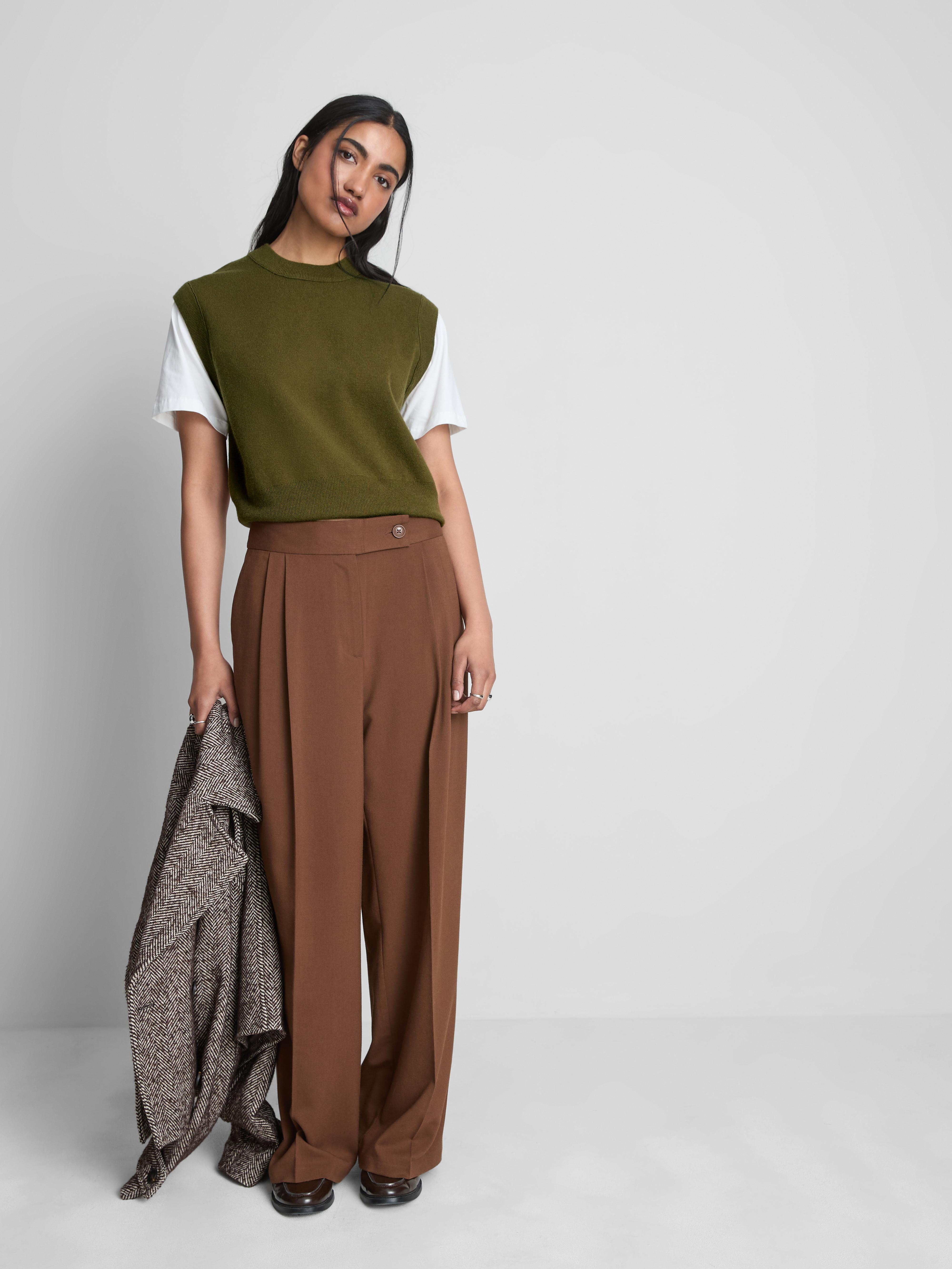 Women's Green 2 1 Knitted Vest Top