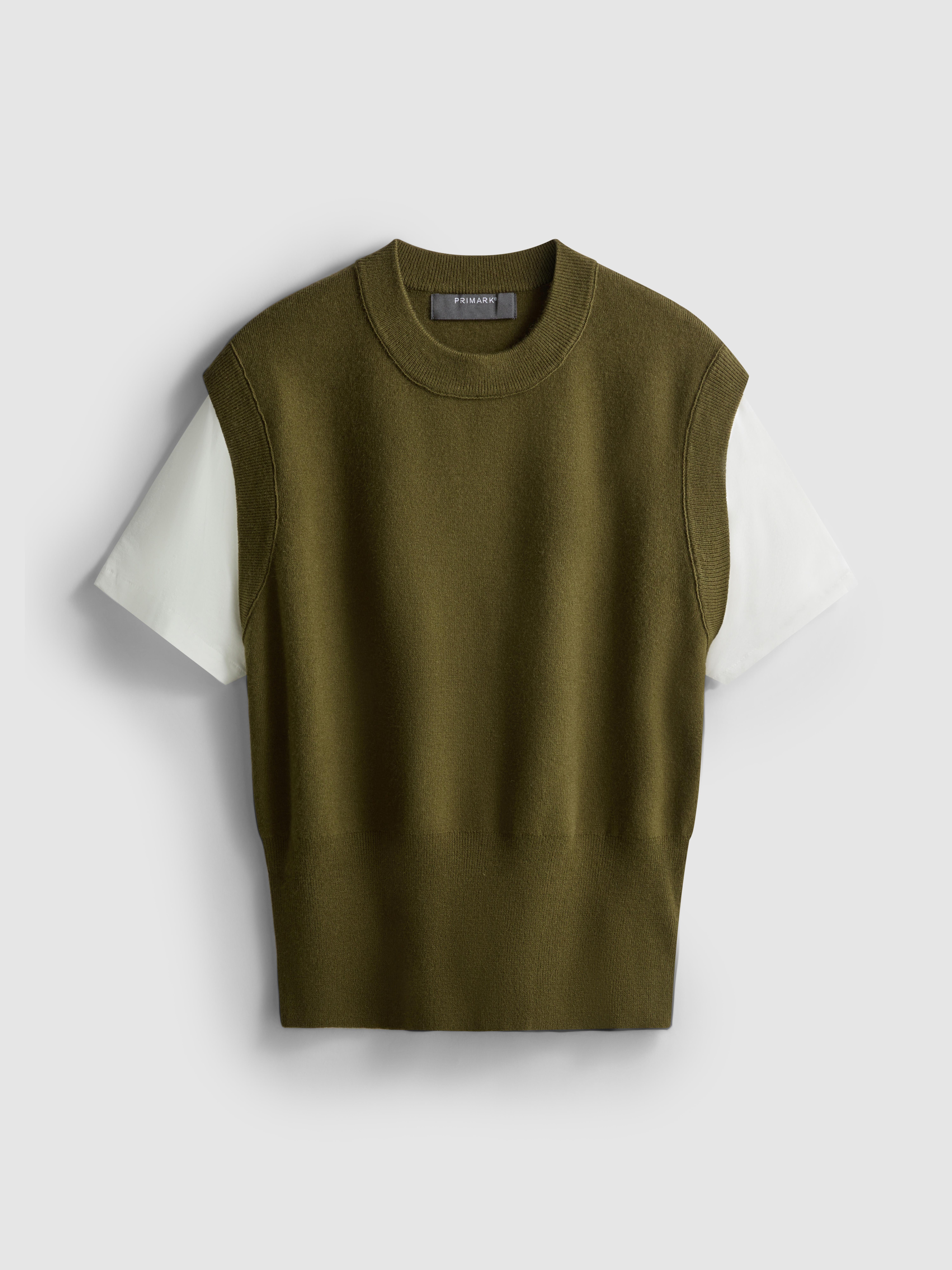 Women's Green 2 1 Knitted Vest Top