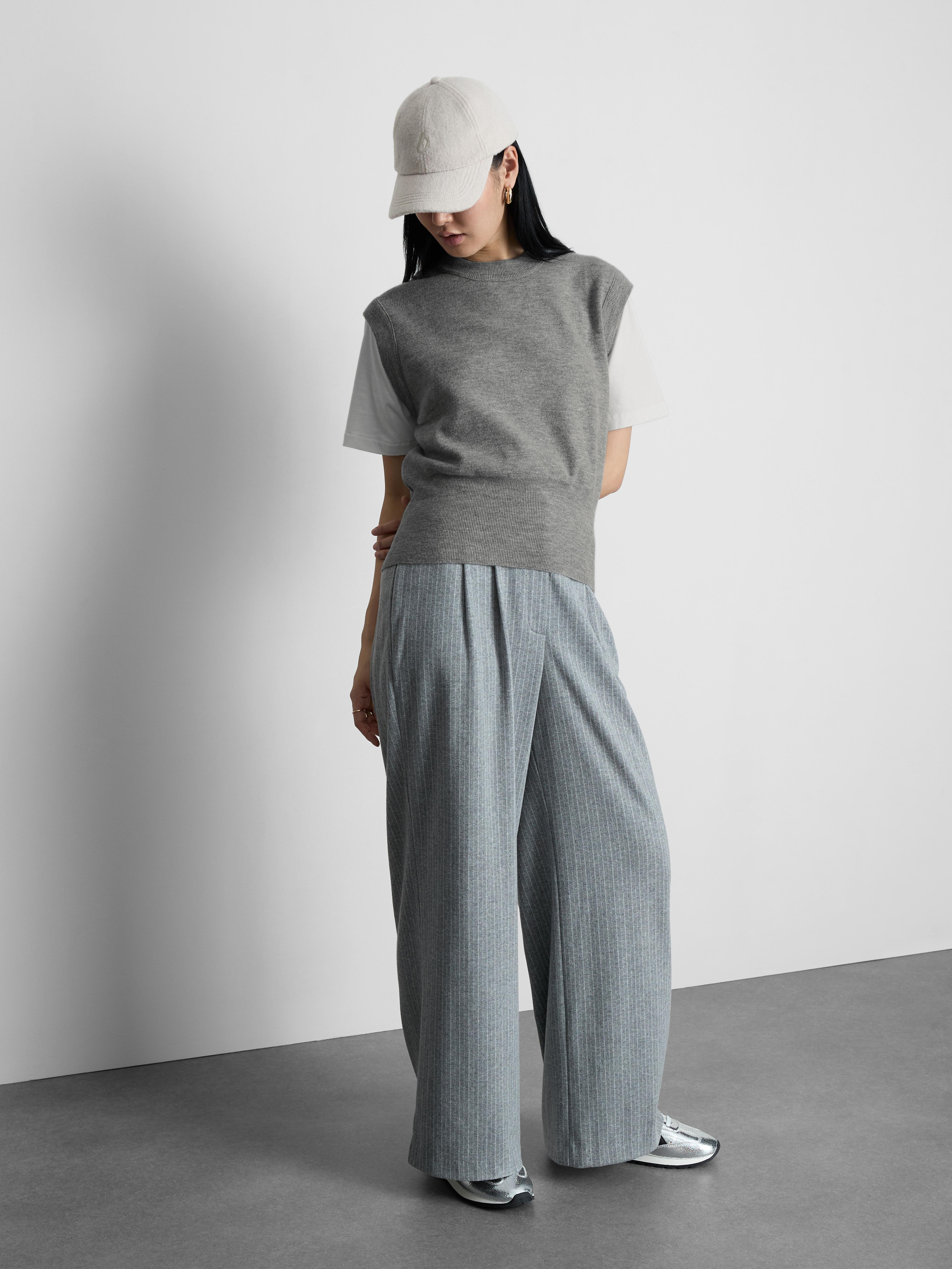 Women's Gray 2 1 Knitted Vest Top