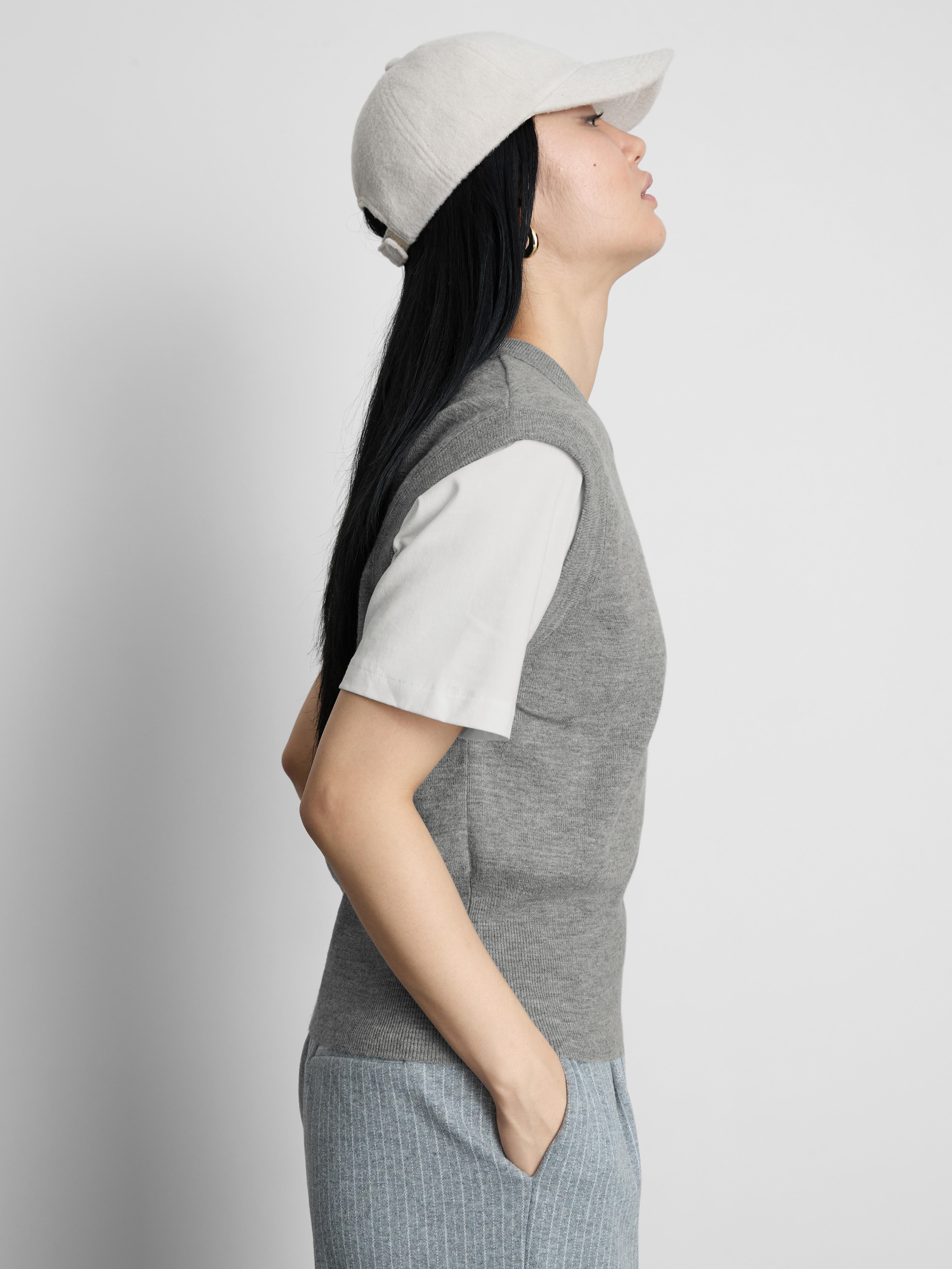 Women's Gray 2 1 Knitted Vest Top