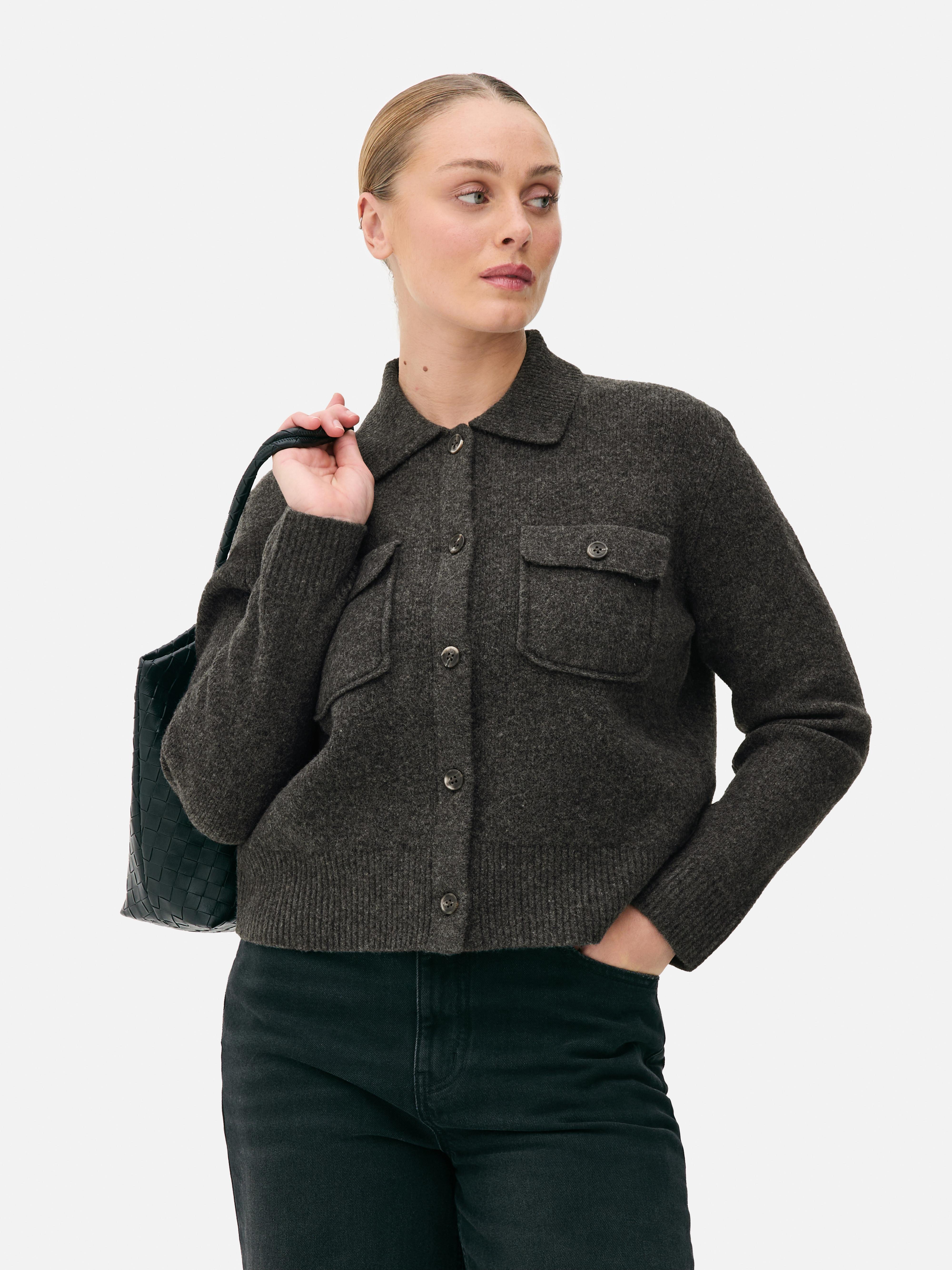 Knitted Double Pocket Shacket