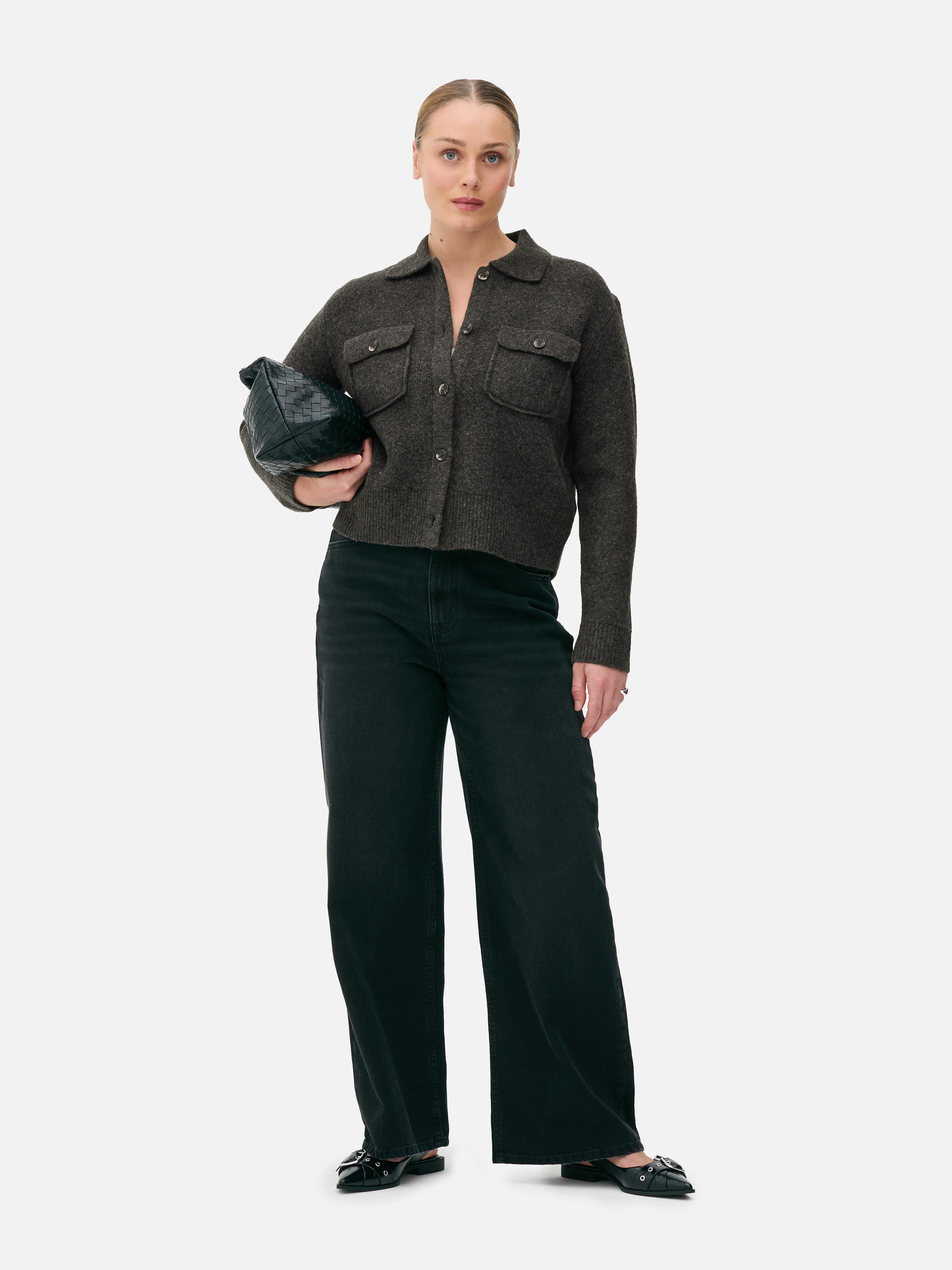 Camisa-chaqueta de punto con dos bolsillos