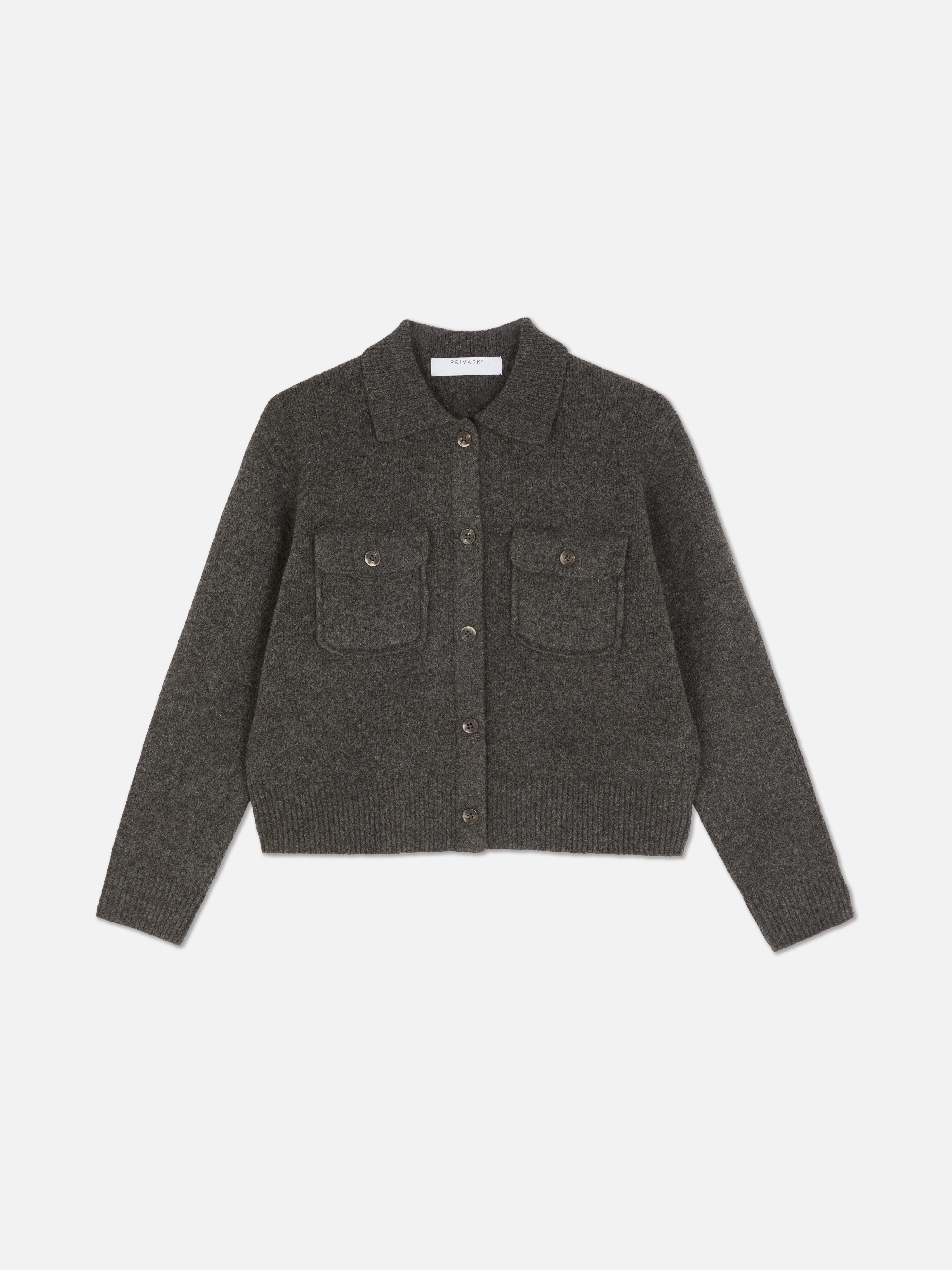 Camisa-chaqueta de punto con dos bolsillos