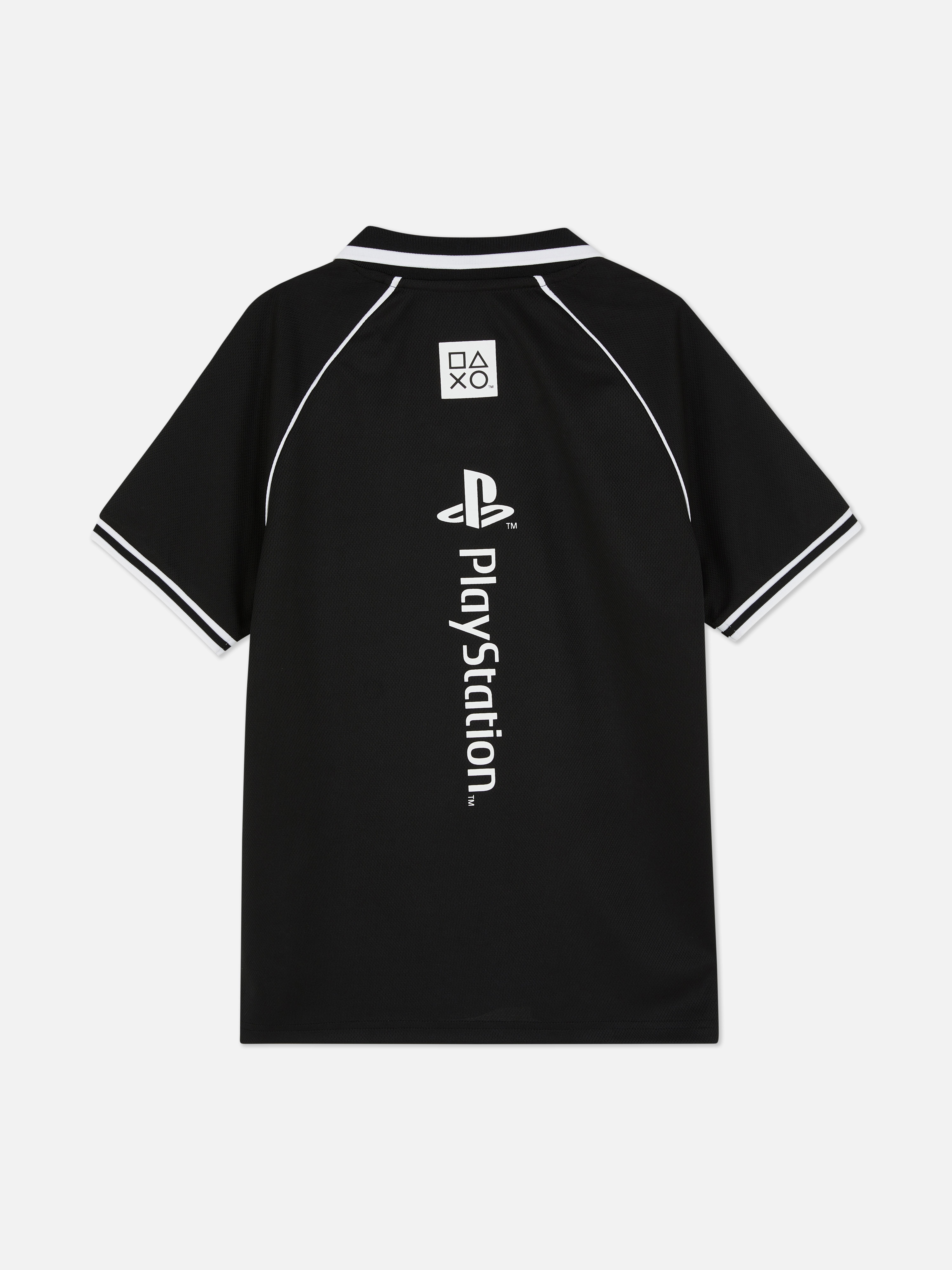 Boys Black PlayStation Collared Mesh T-Shirt | Primark
