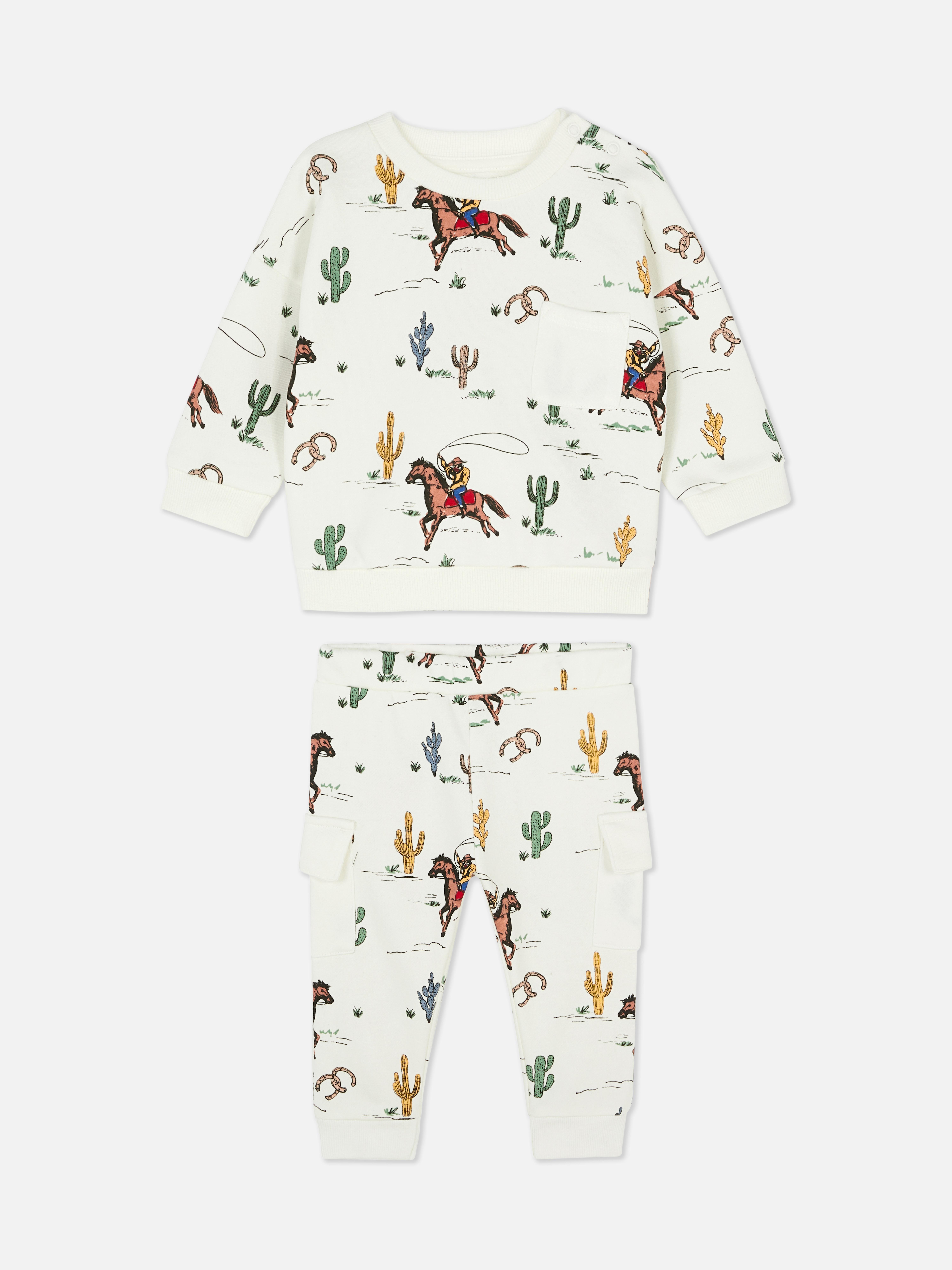 0–36 Monate | Sweatshirt und Jogginghose mit Western-Grafik im Set