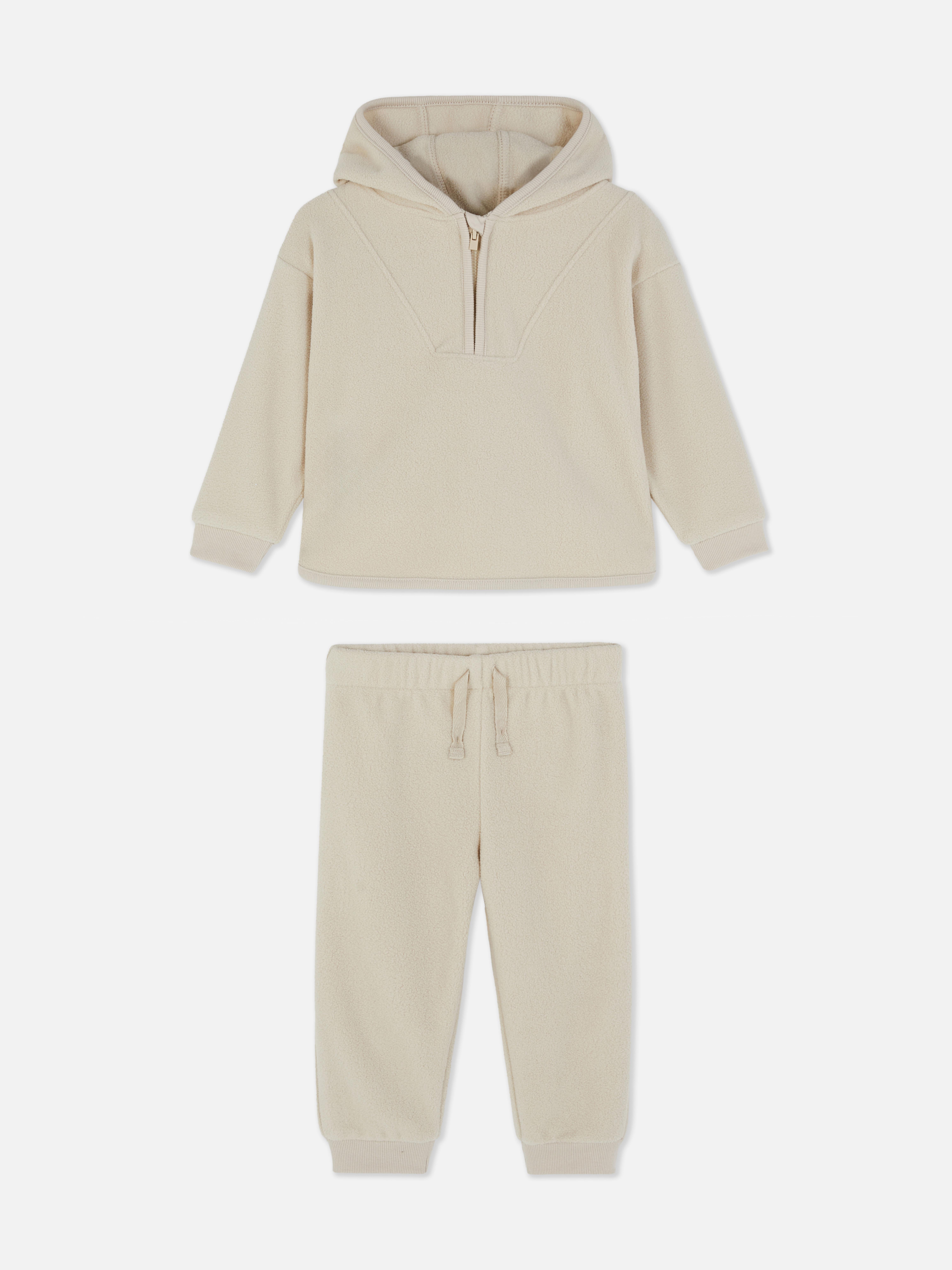 0–36 Monate | Set aus Fleece-Hoodie und Jogginghose Steinfarben