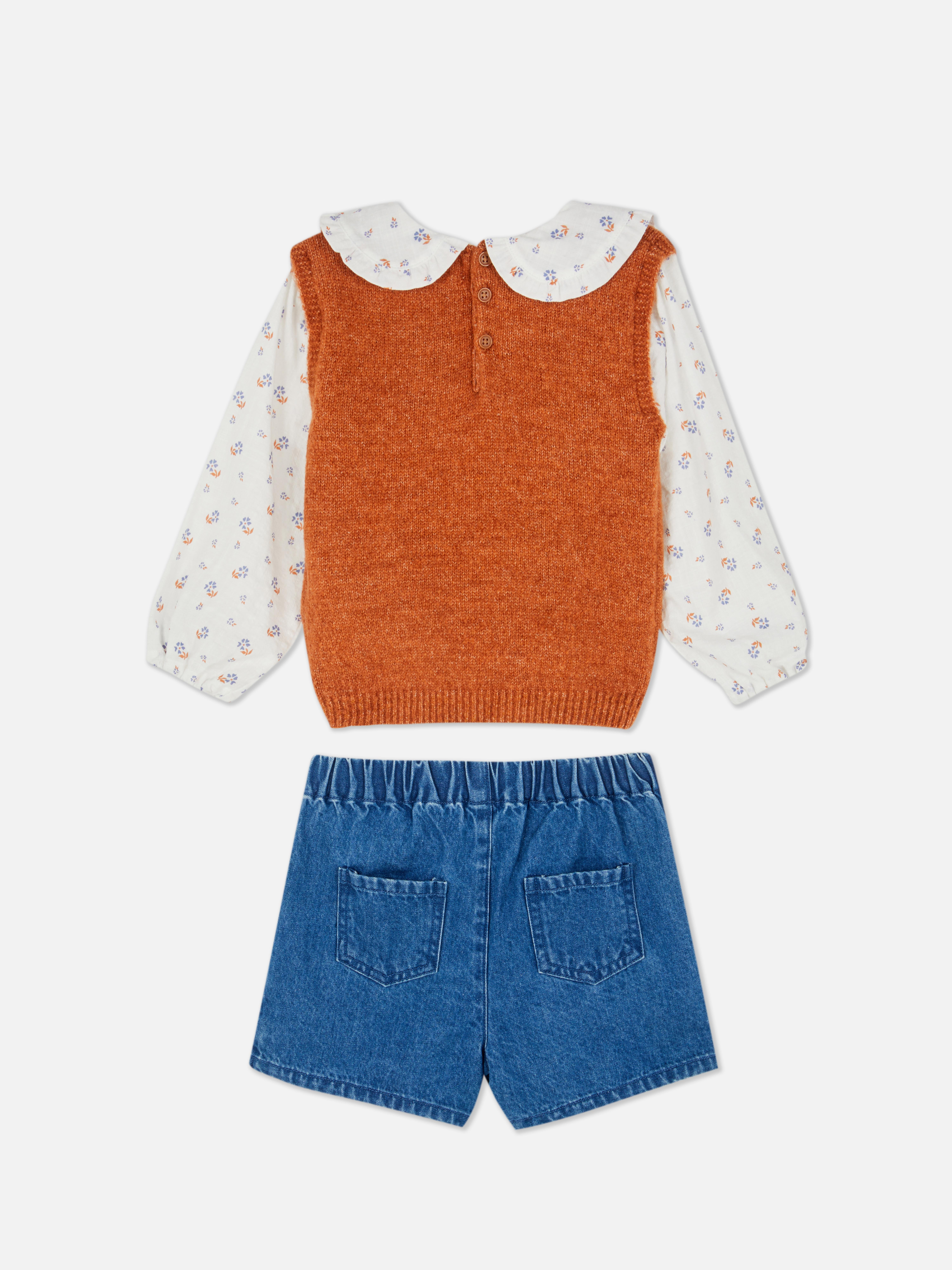 0–36 Monate | 2-in-1-Set aus Pullover mit Bluse und Jeansrock