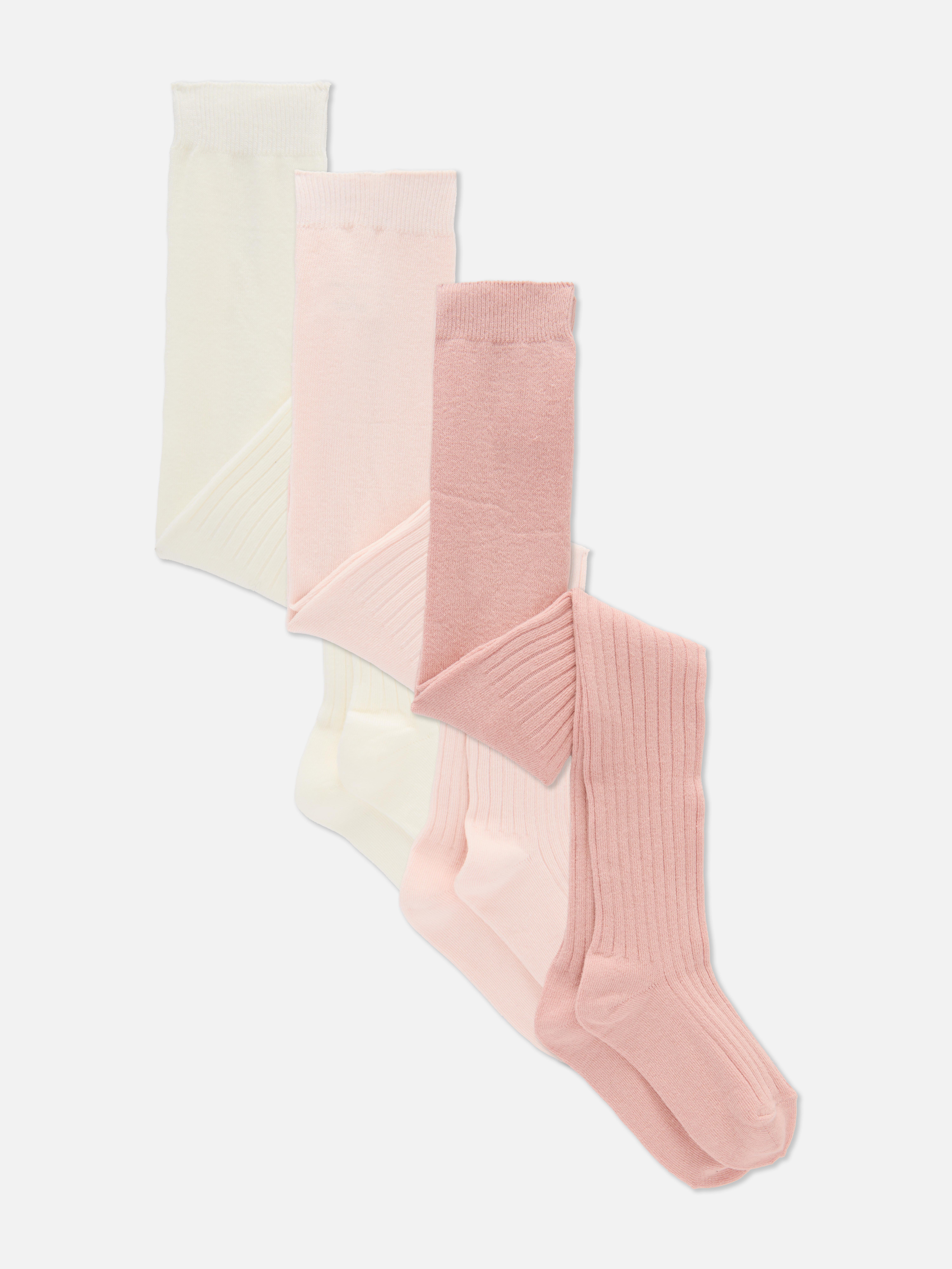 Lot de 3 collants côtelés Rose