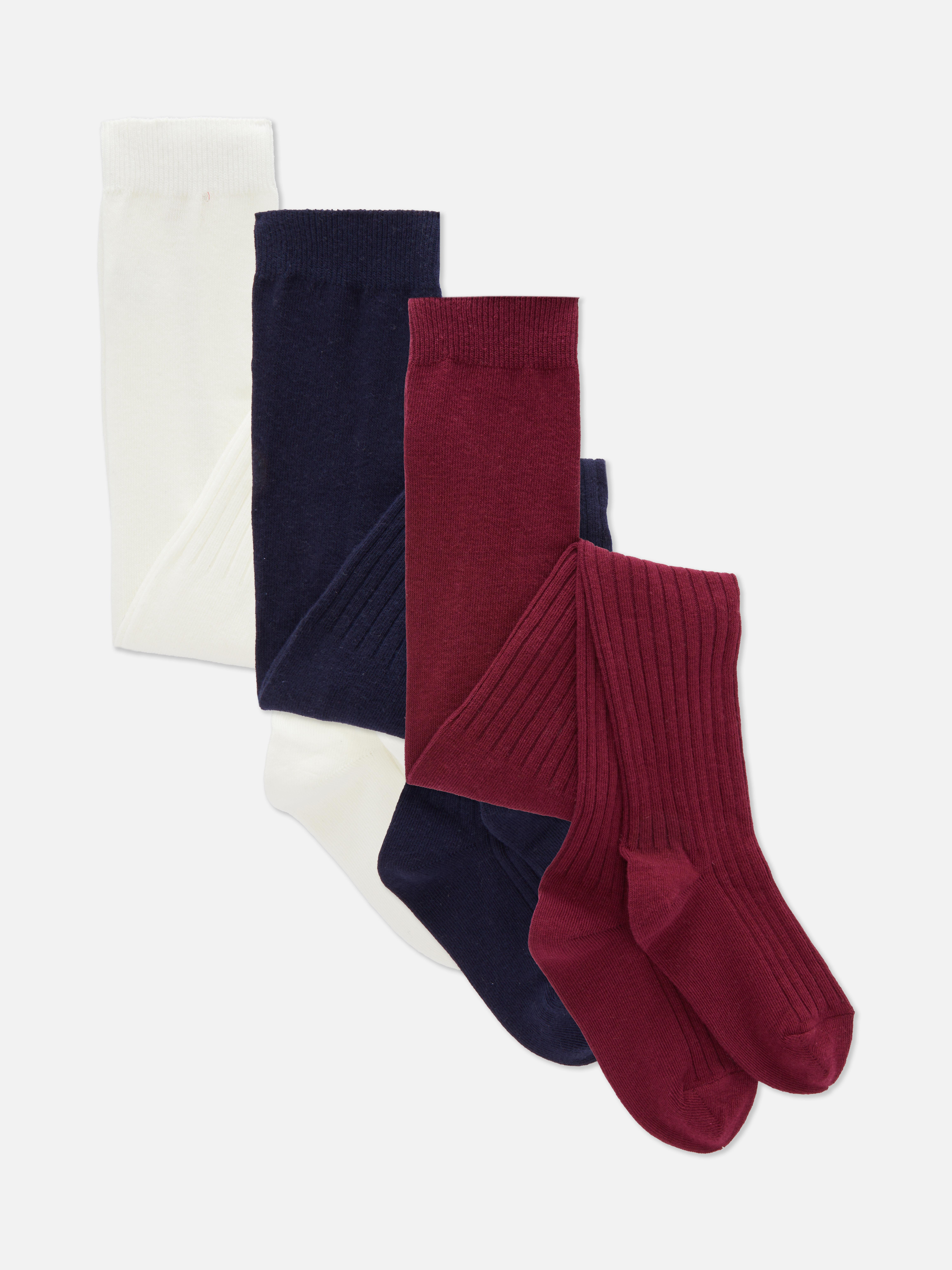 Lot de 3 collants côtelés Bleu marine