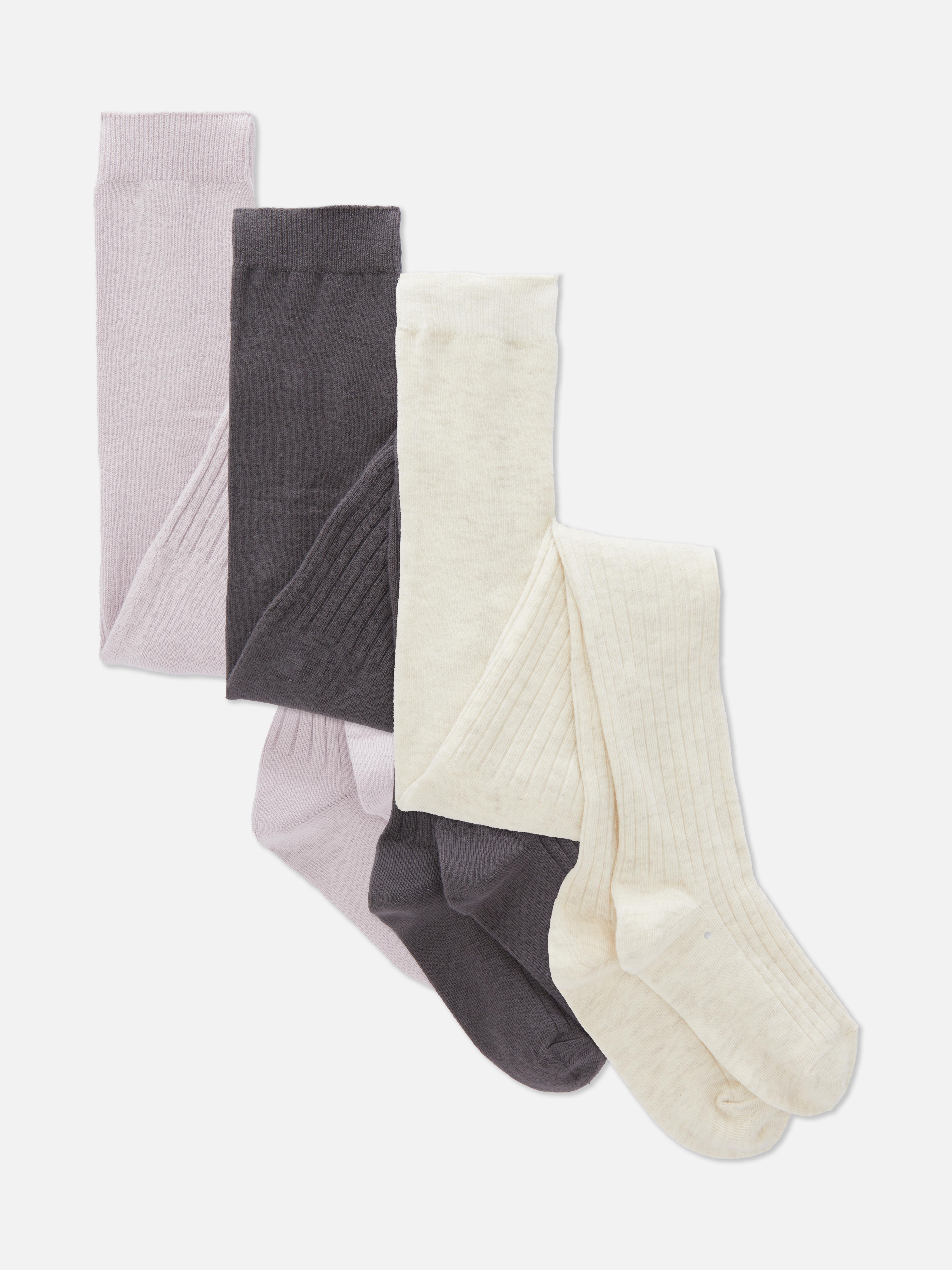 Lot de 3 collants côtelés