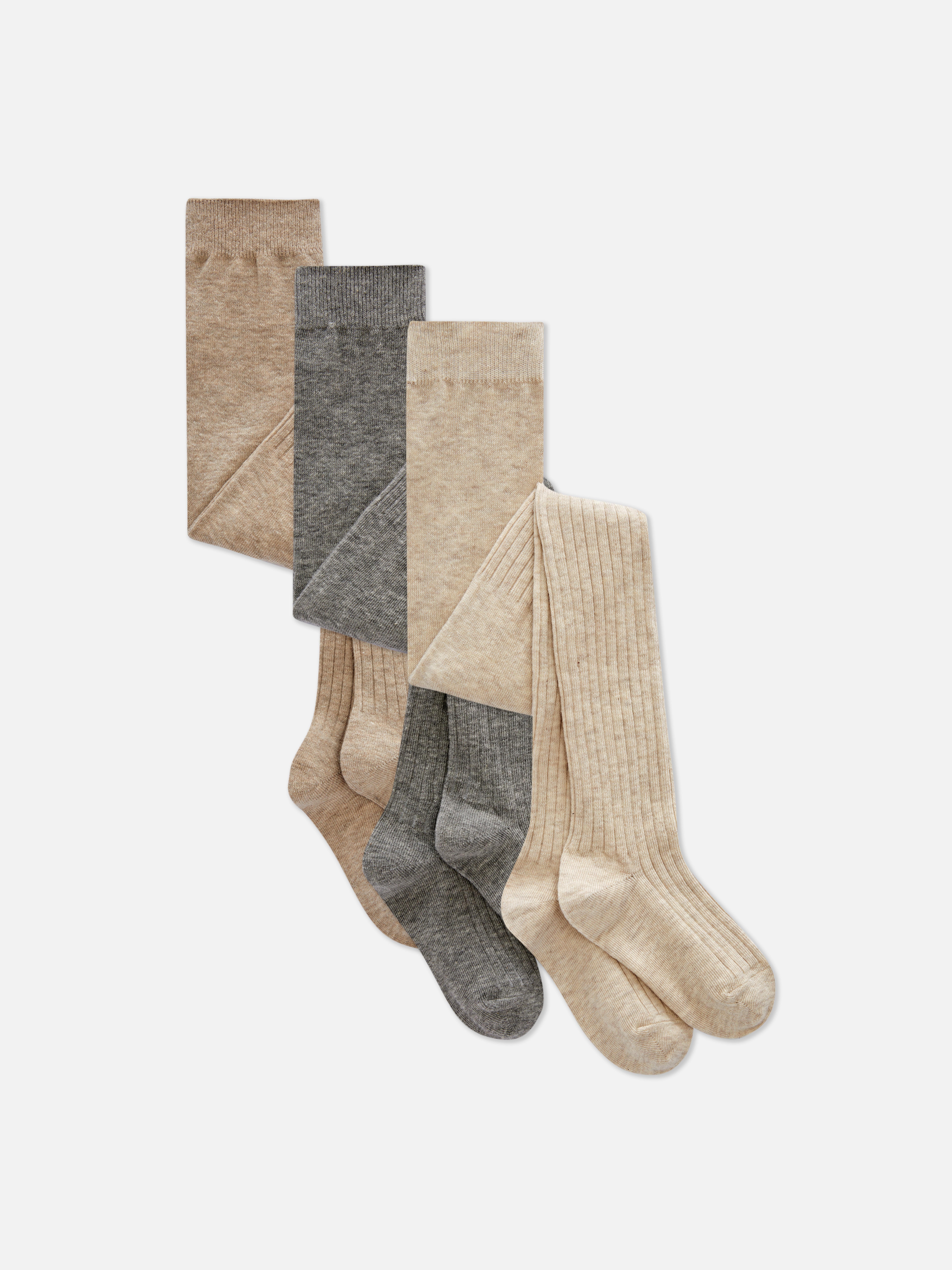 Lot de 3 collants côtelés