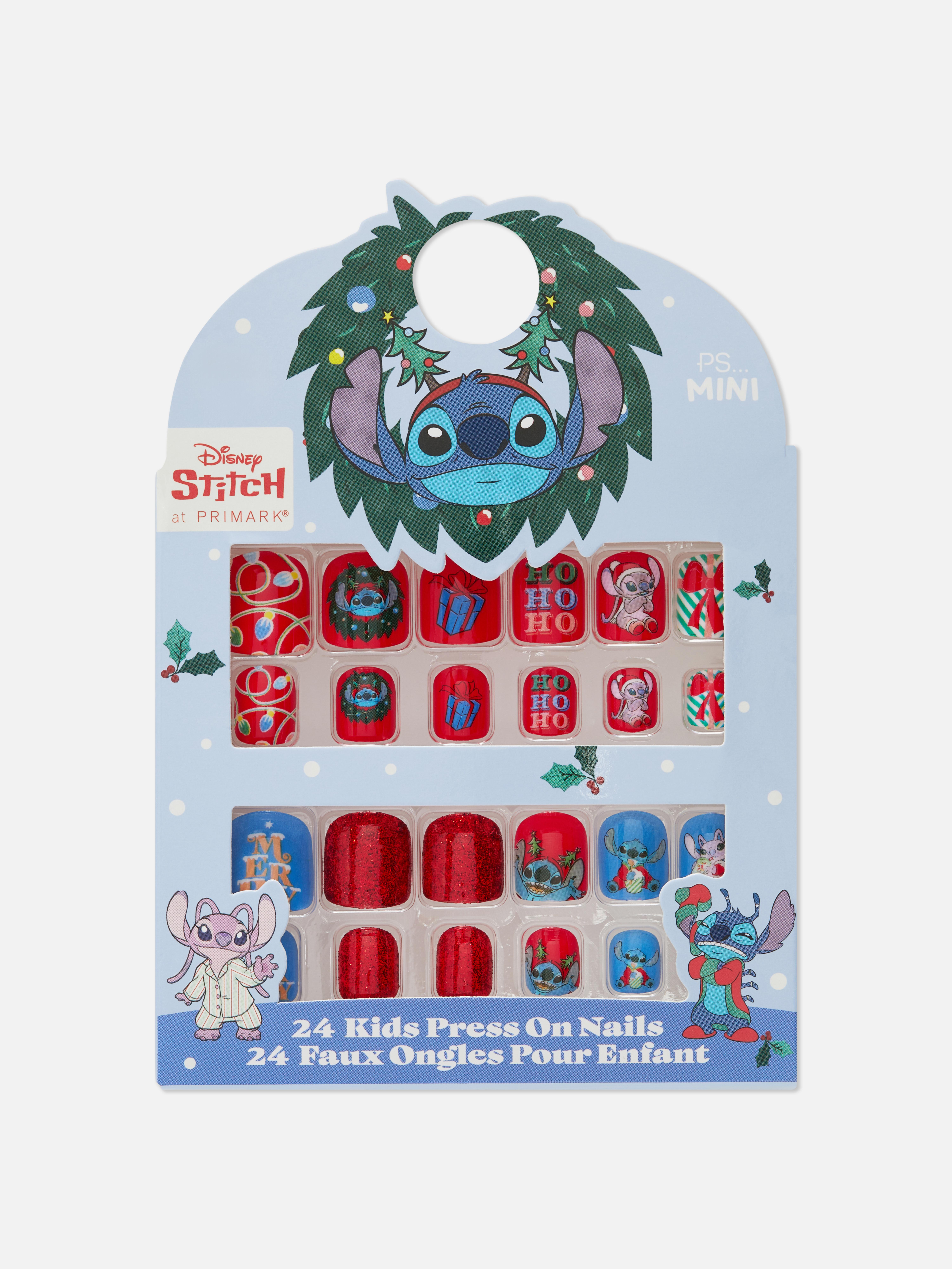 PS... Mini Plaknagels met kerstthema Disney's Stitch