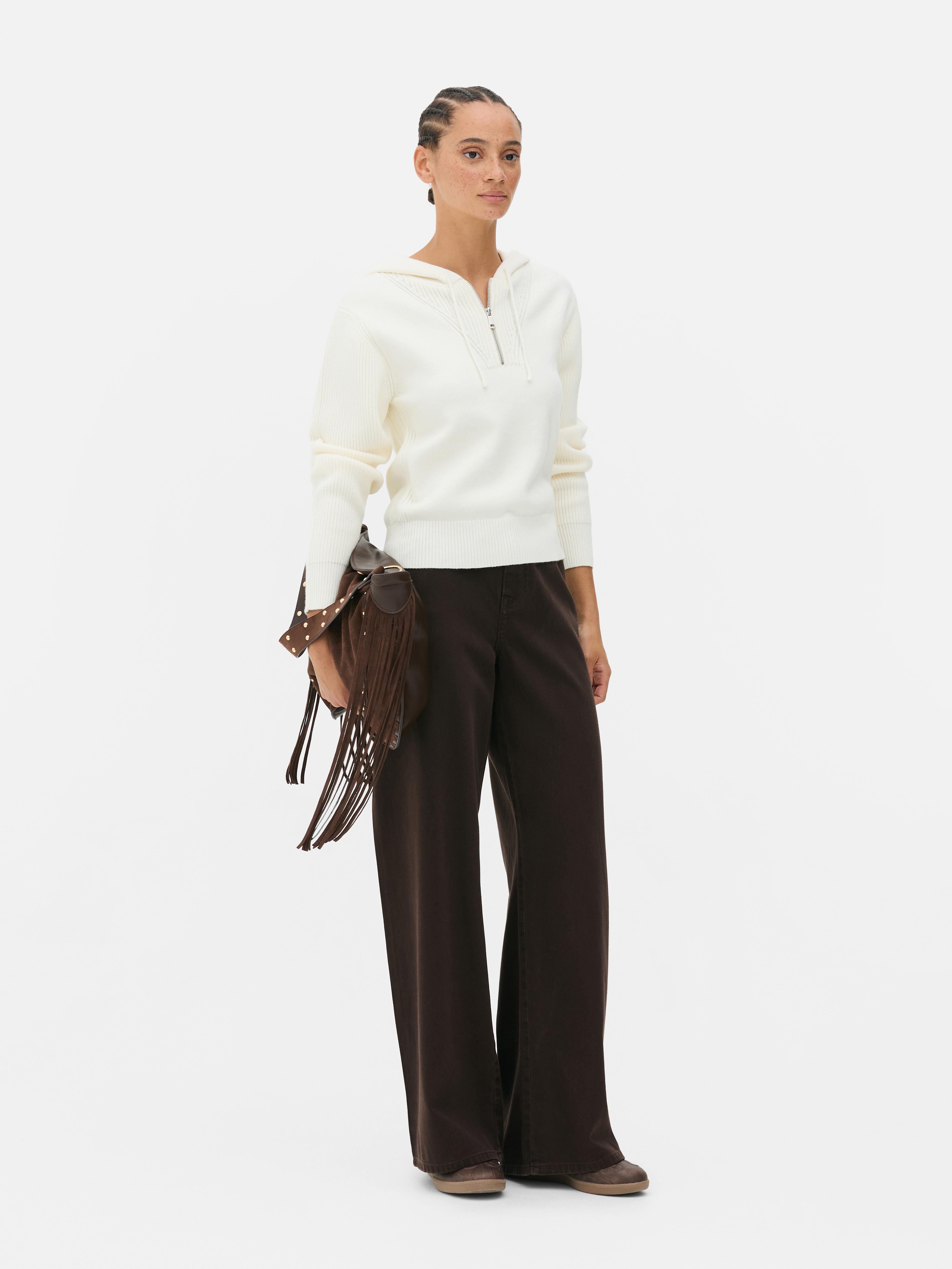 Felpa con cappuccio e mezza-zip compatta