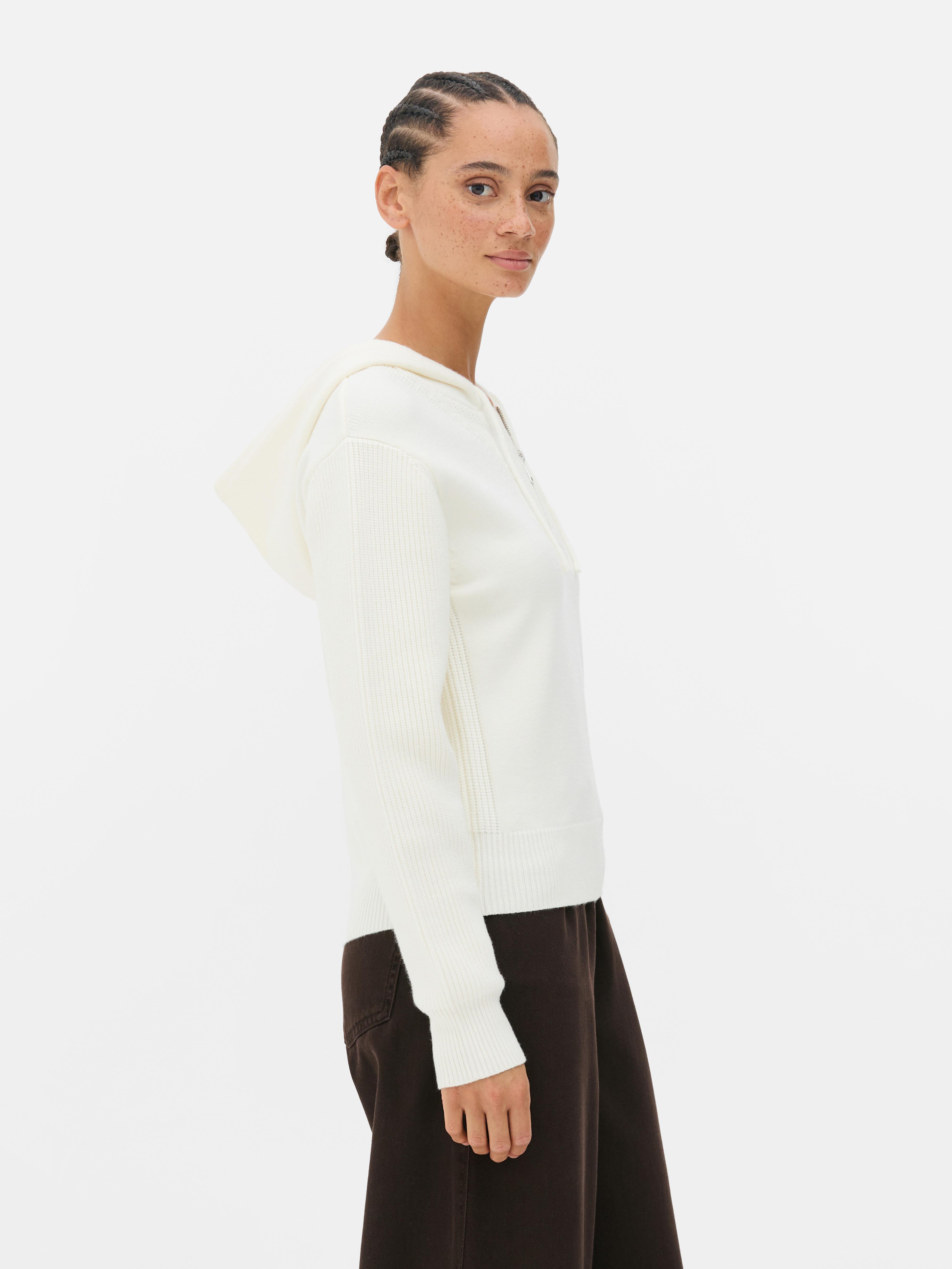 Felpa con cappuccio e mezza-zip compatta