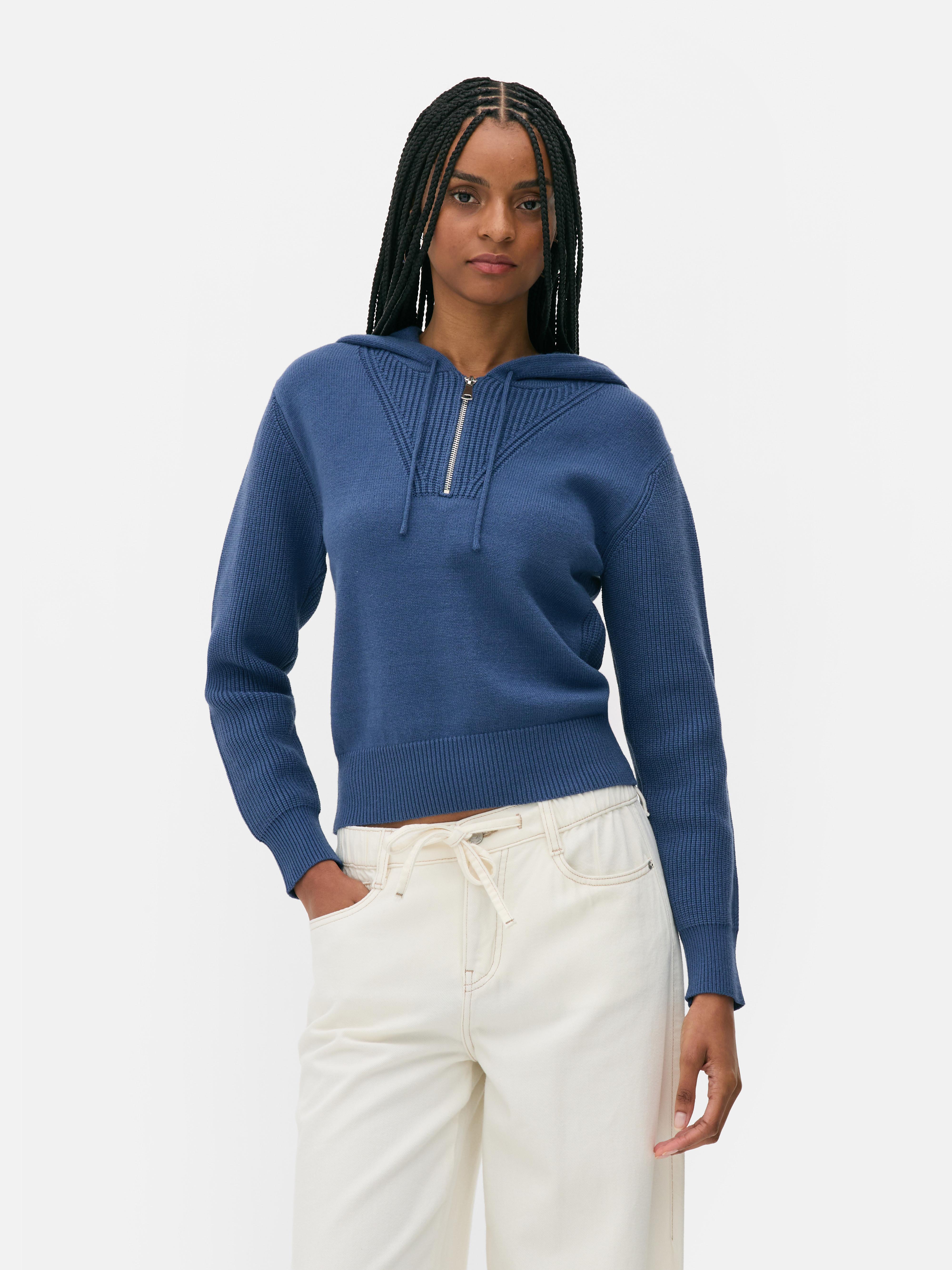 Sudadera compacta con capucha y media cremallera