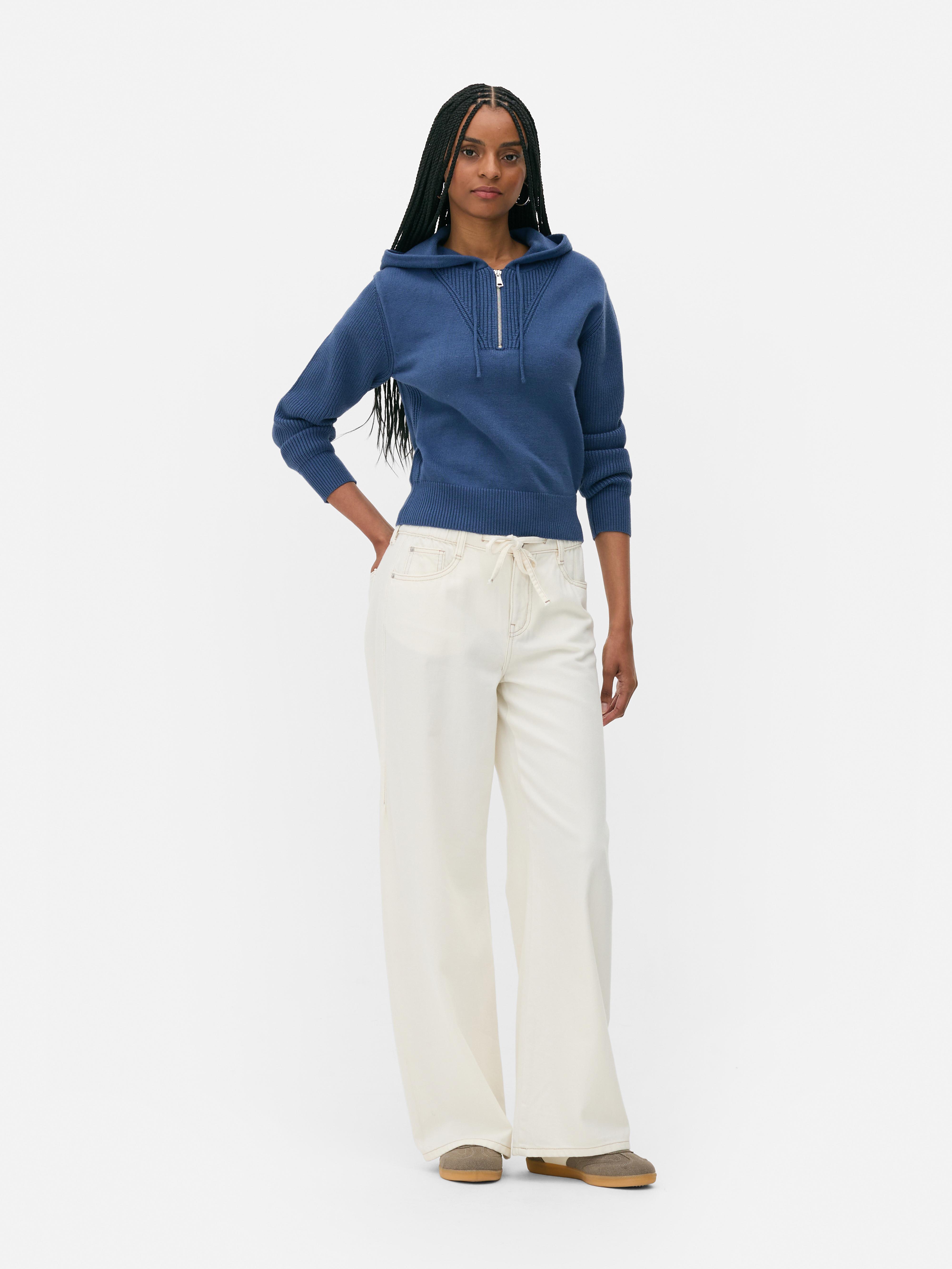 Felpa con cappuccio e mezza-zip compatta
