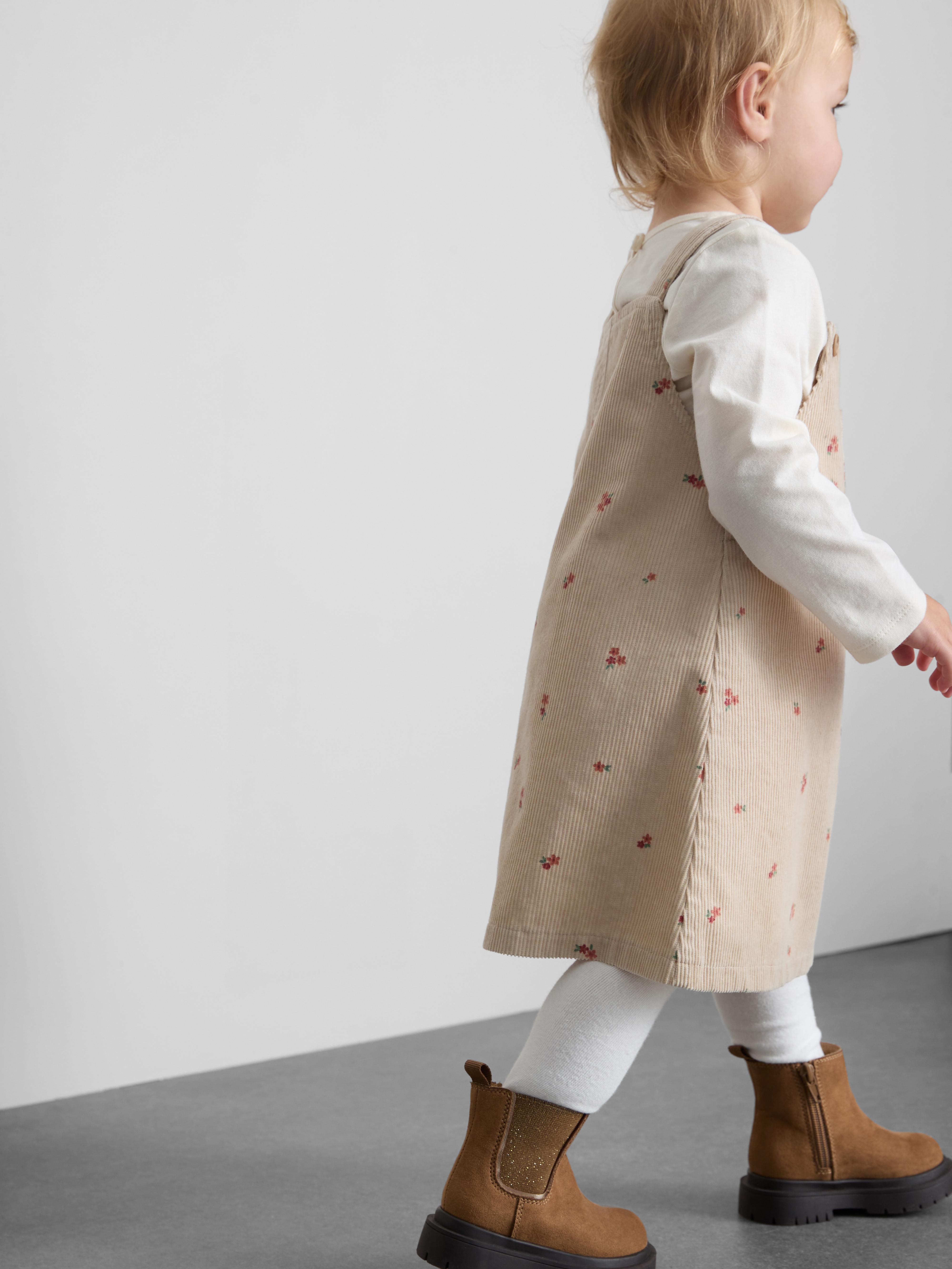 T-Shirt and Corduroy Pinafore Dress Set