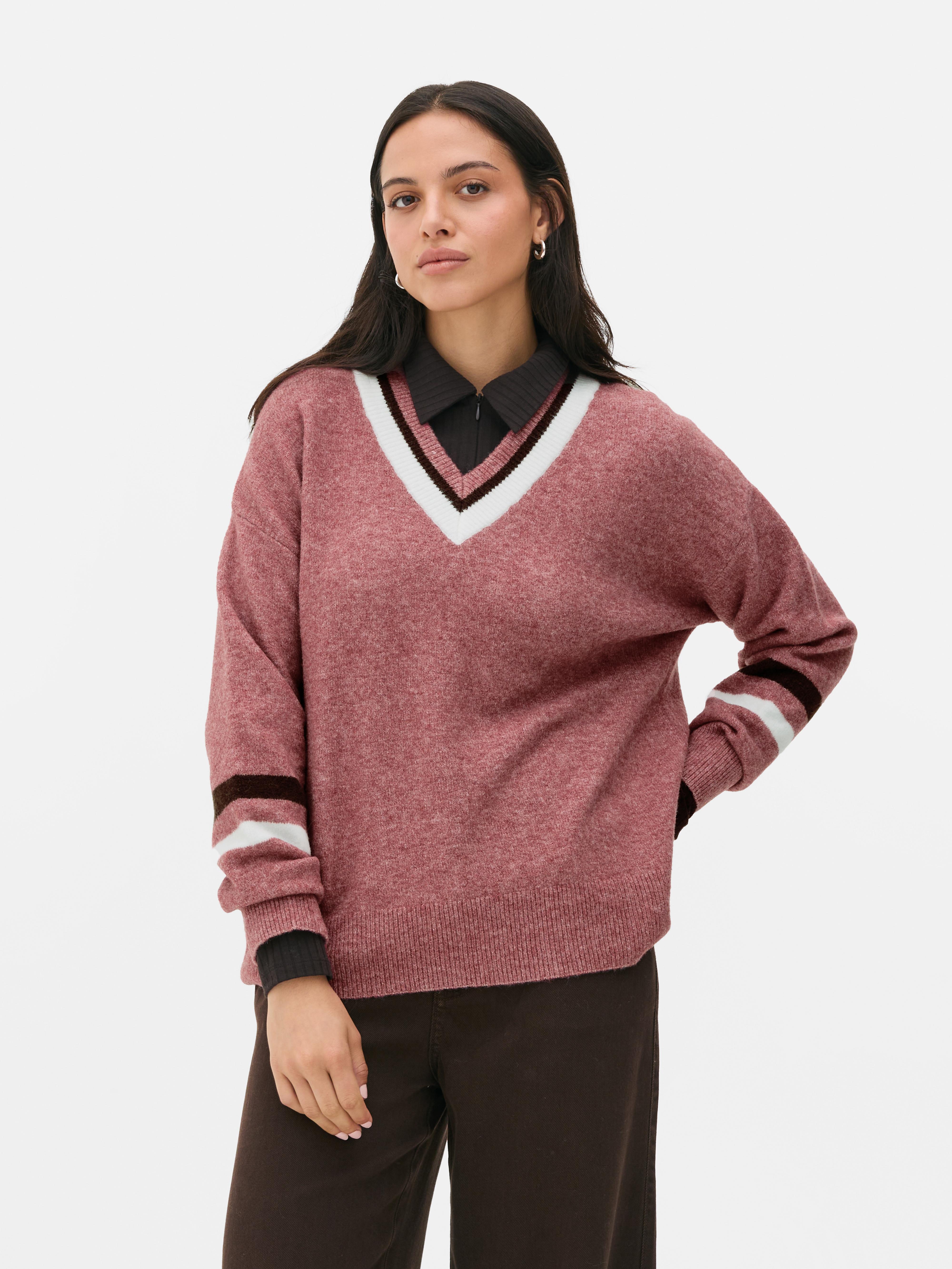 Jersey con cuello de pico Color teja