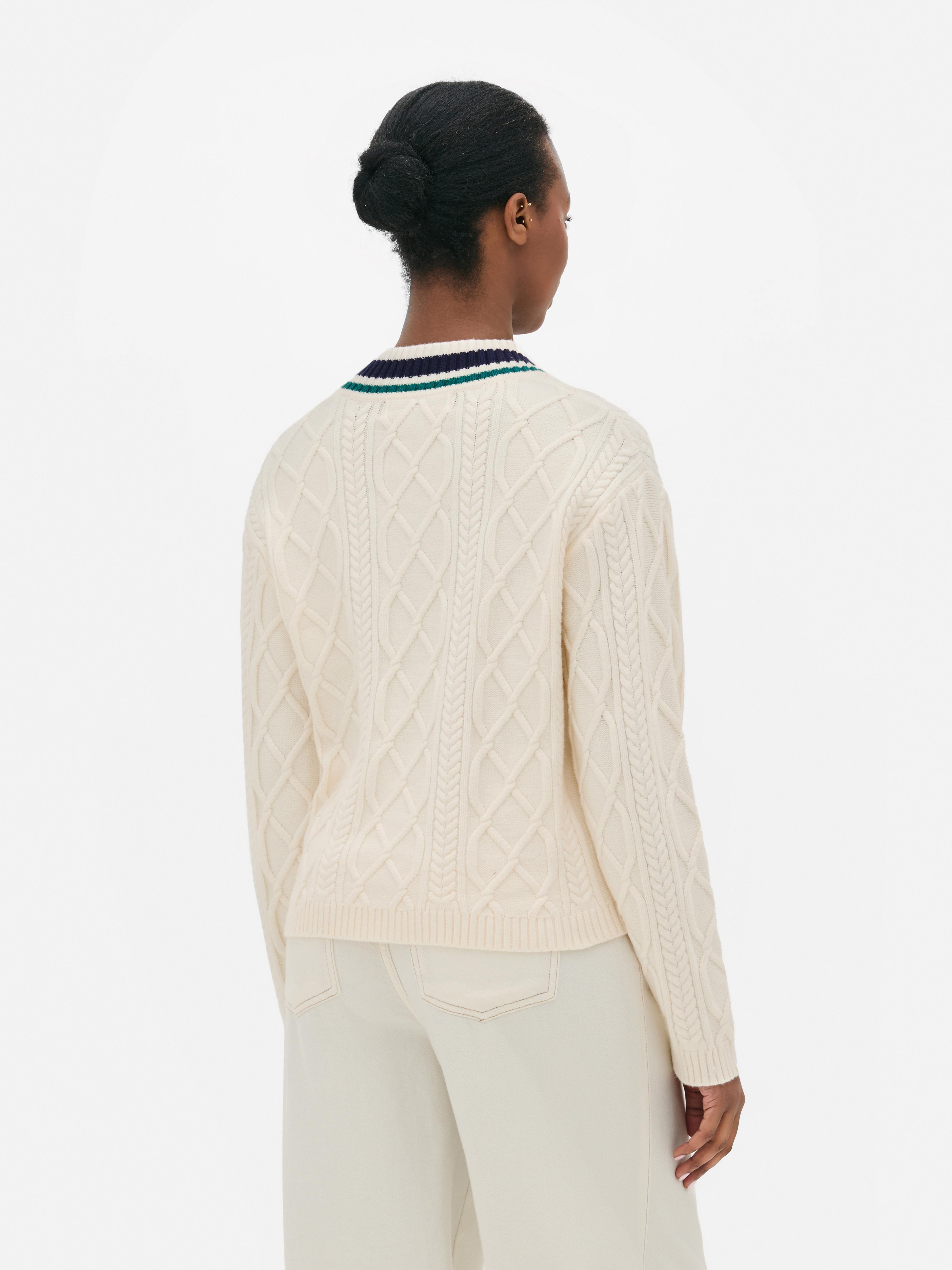 Maglione in maglia a trecce in stile college