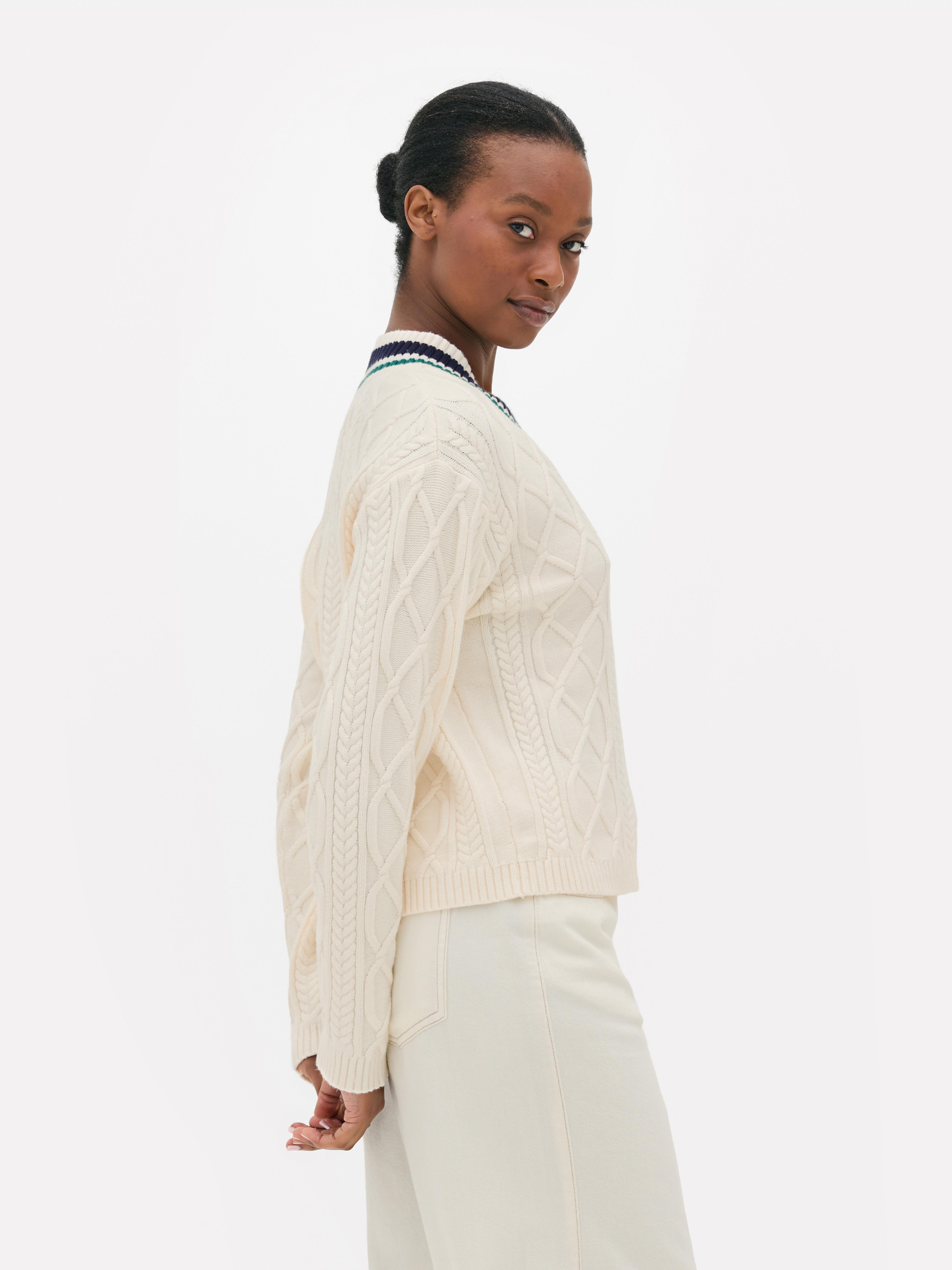 Maglione in maglia a trecce in stile college