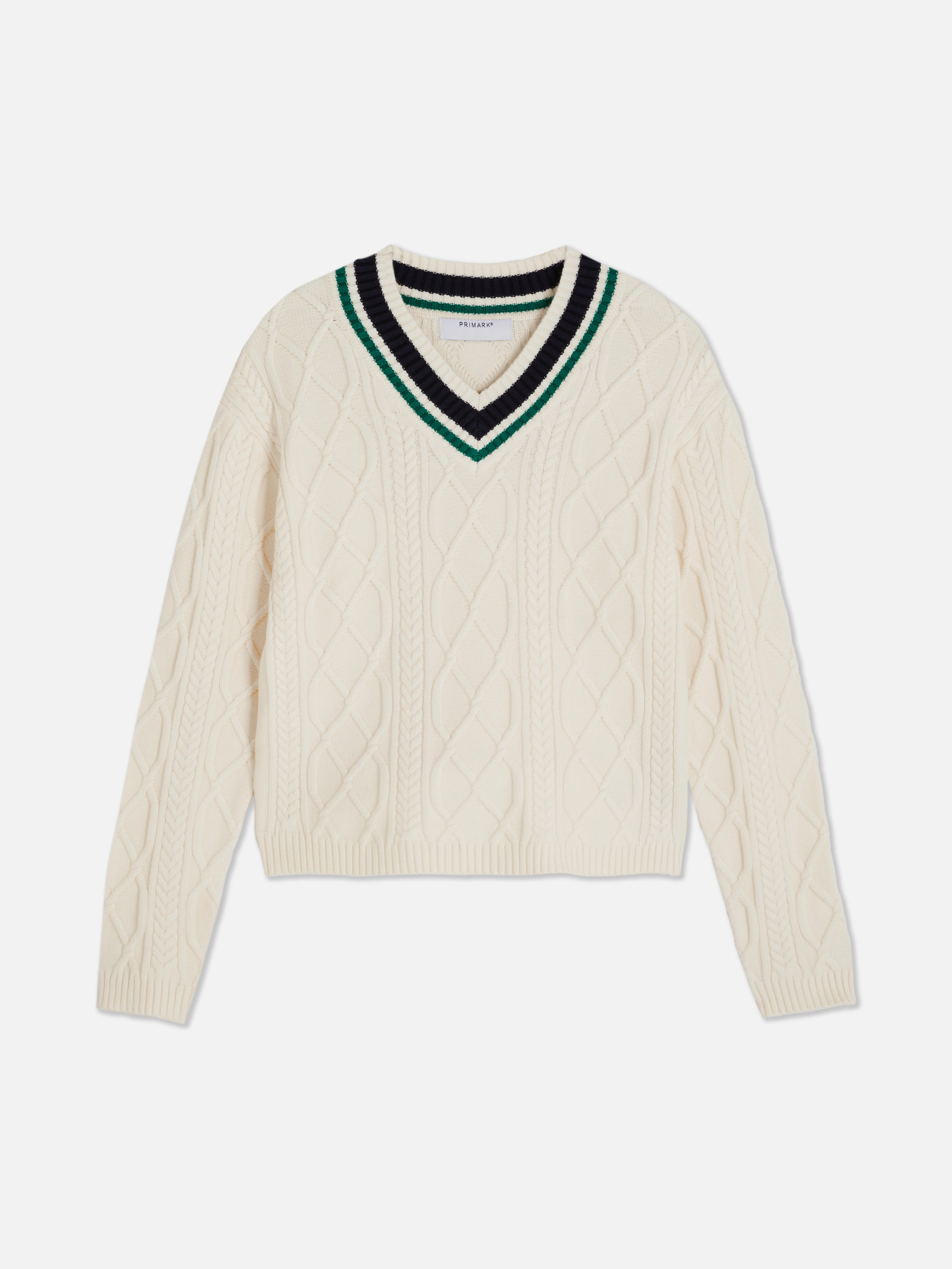 Maglione in maglia a trecce in stile college