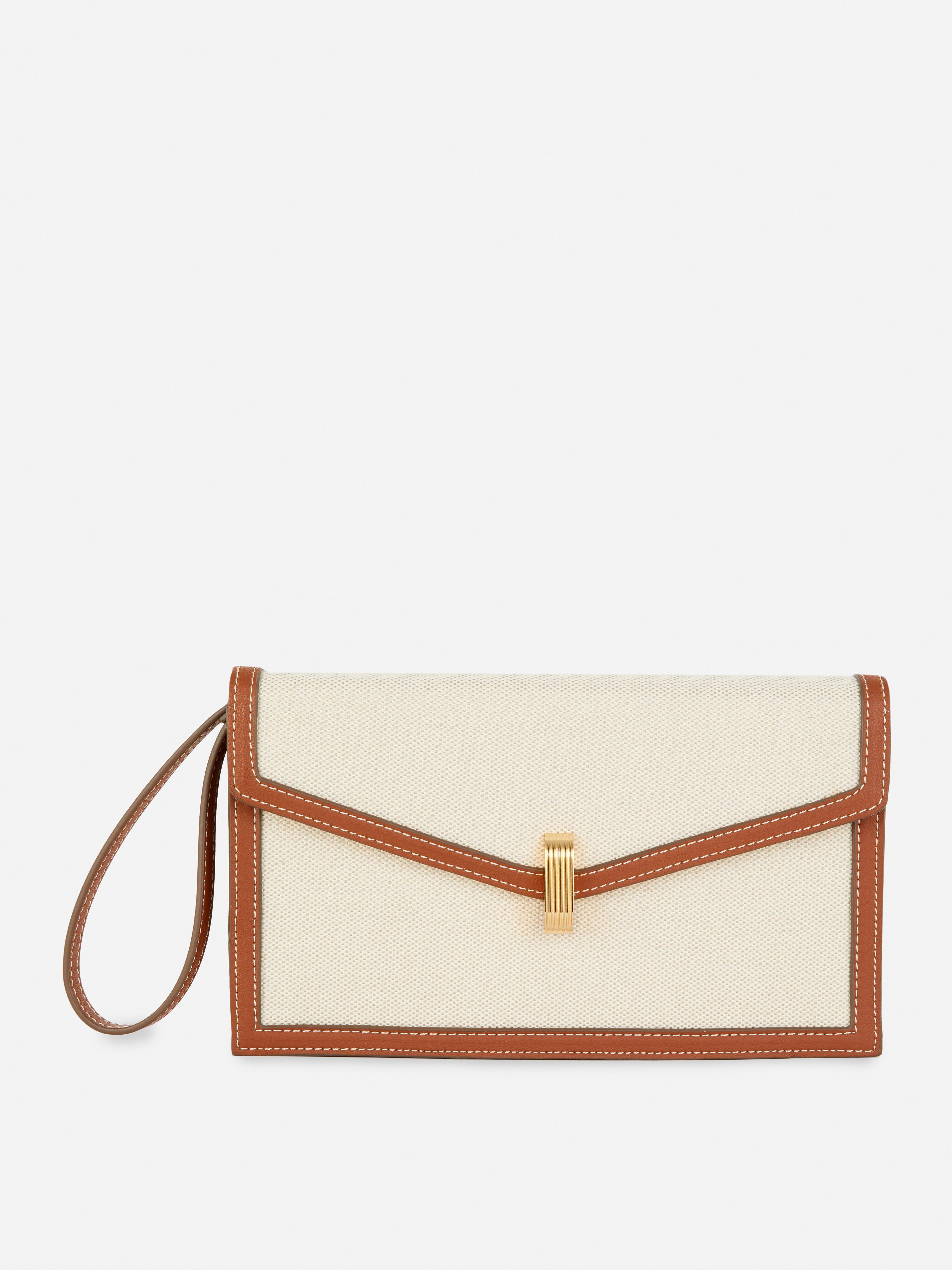 Trimmed Linen Clutch