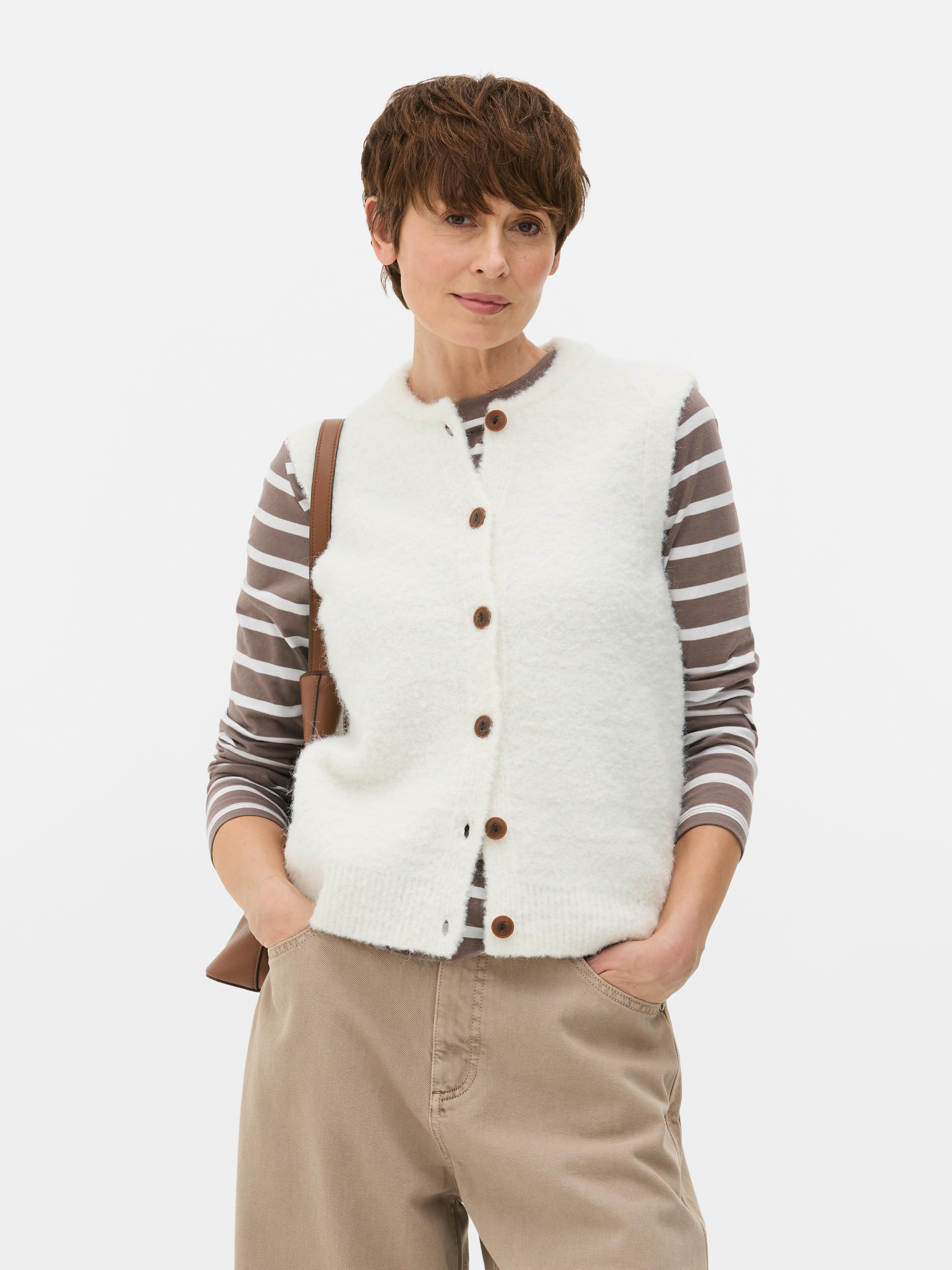 Cosy Bouclé Waistcoat Ivory