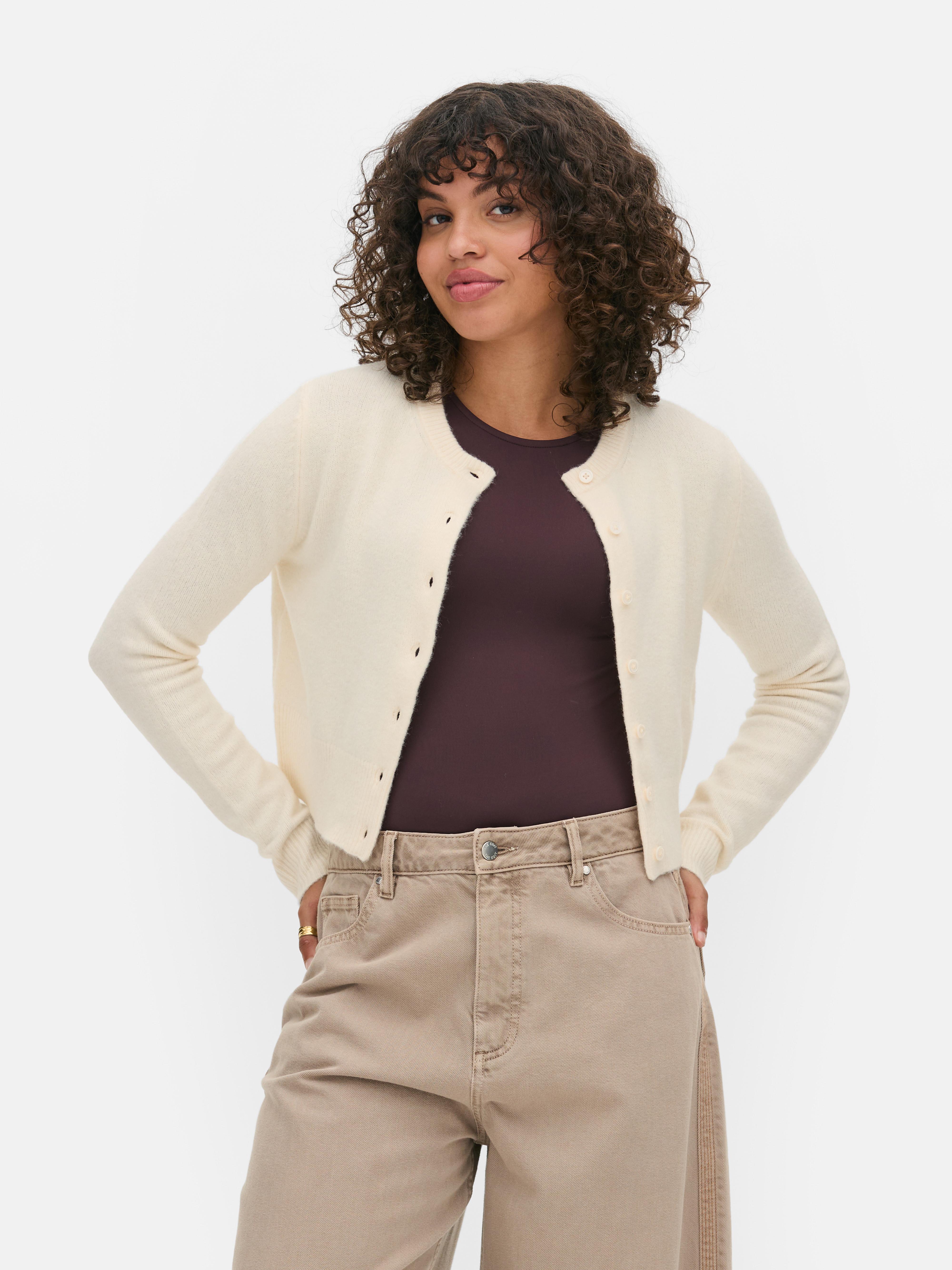 Cardigan scurt cu guler rotund