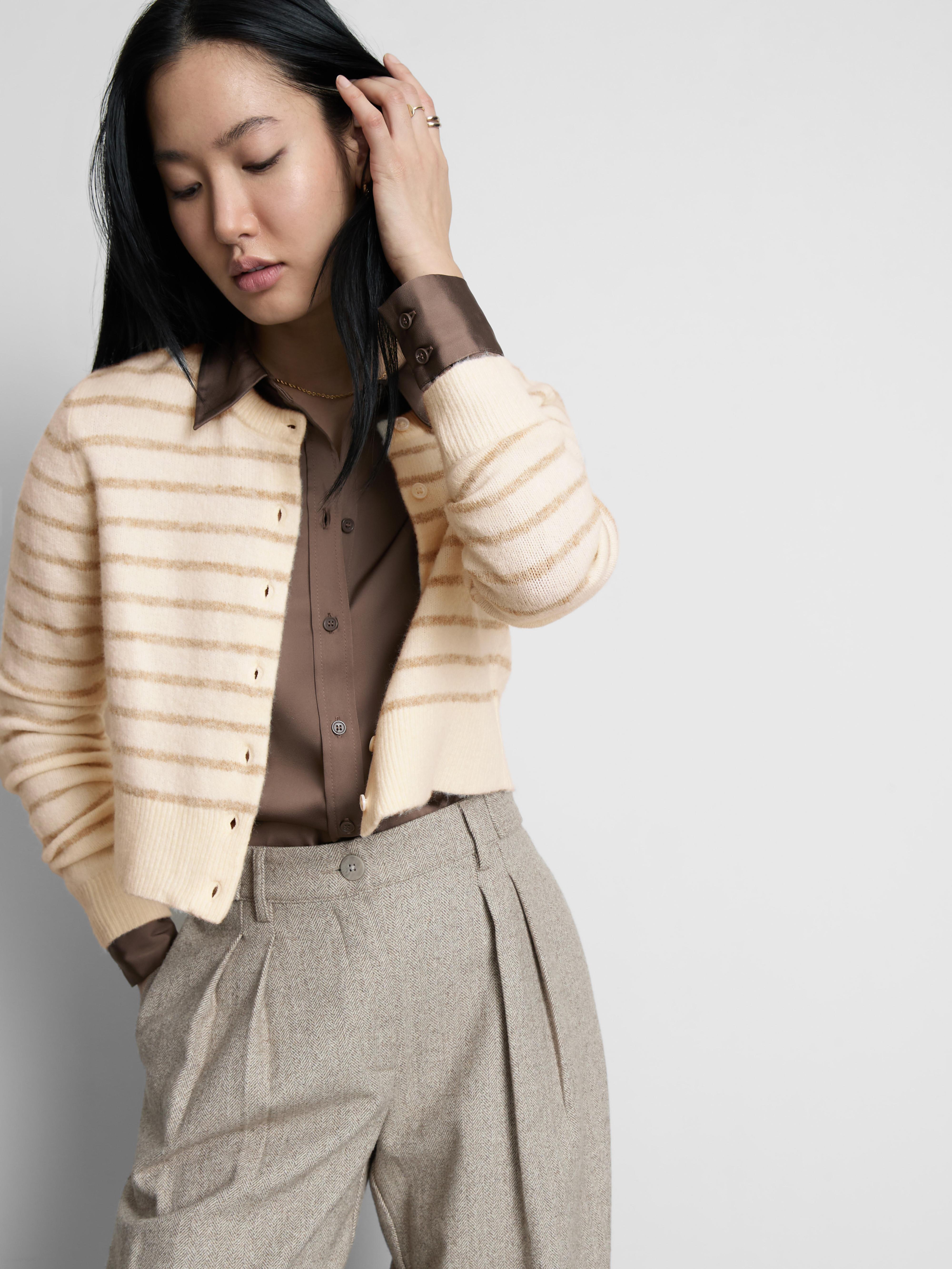 Women's Multi Cropped Crew Neck Cardigan