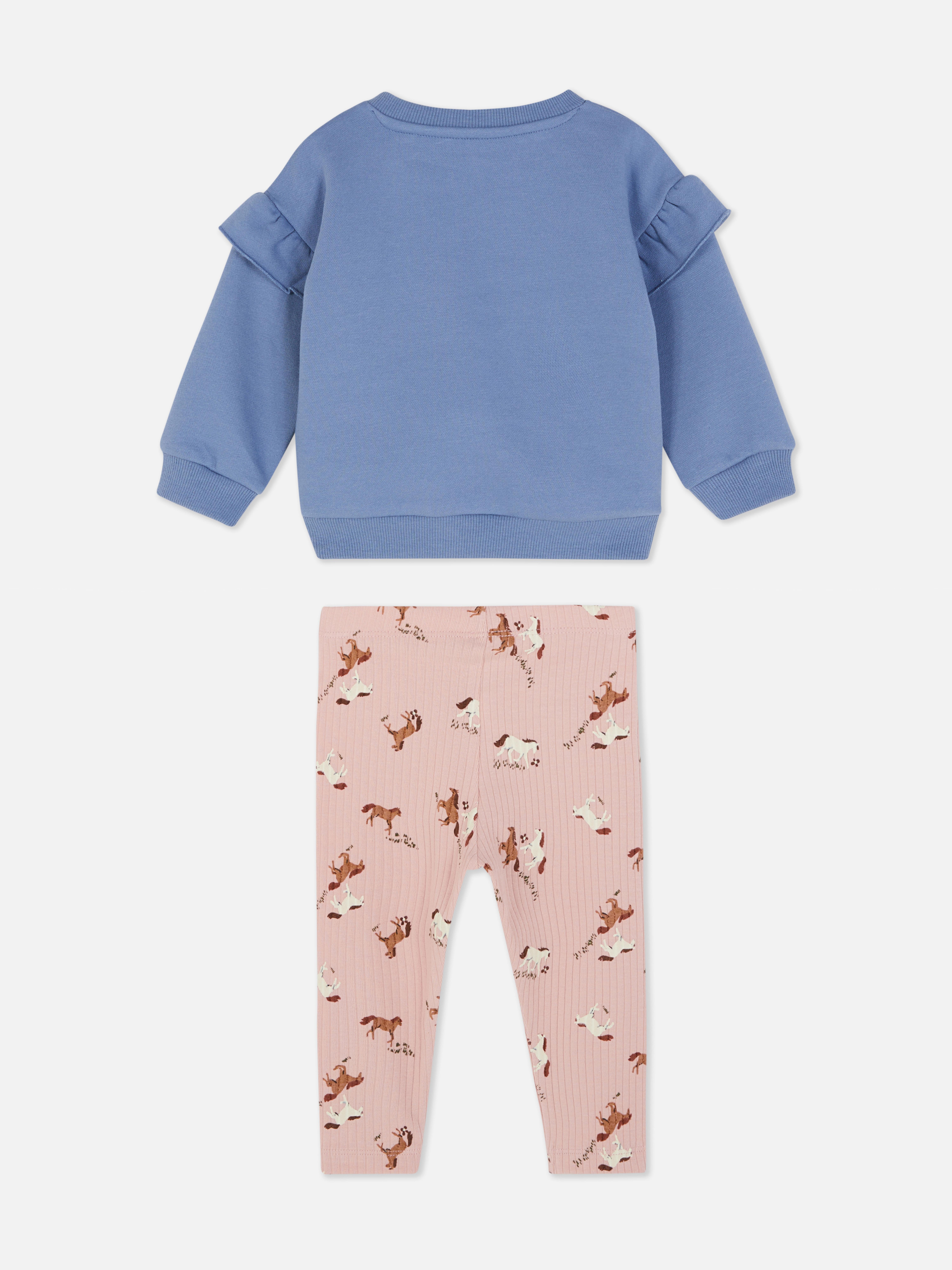 Frill Horse Crew Neck and Leggings Set