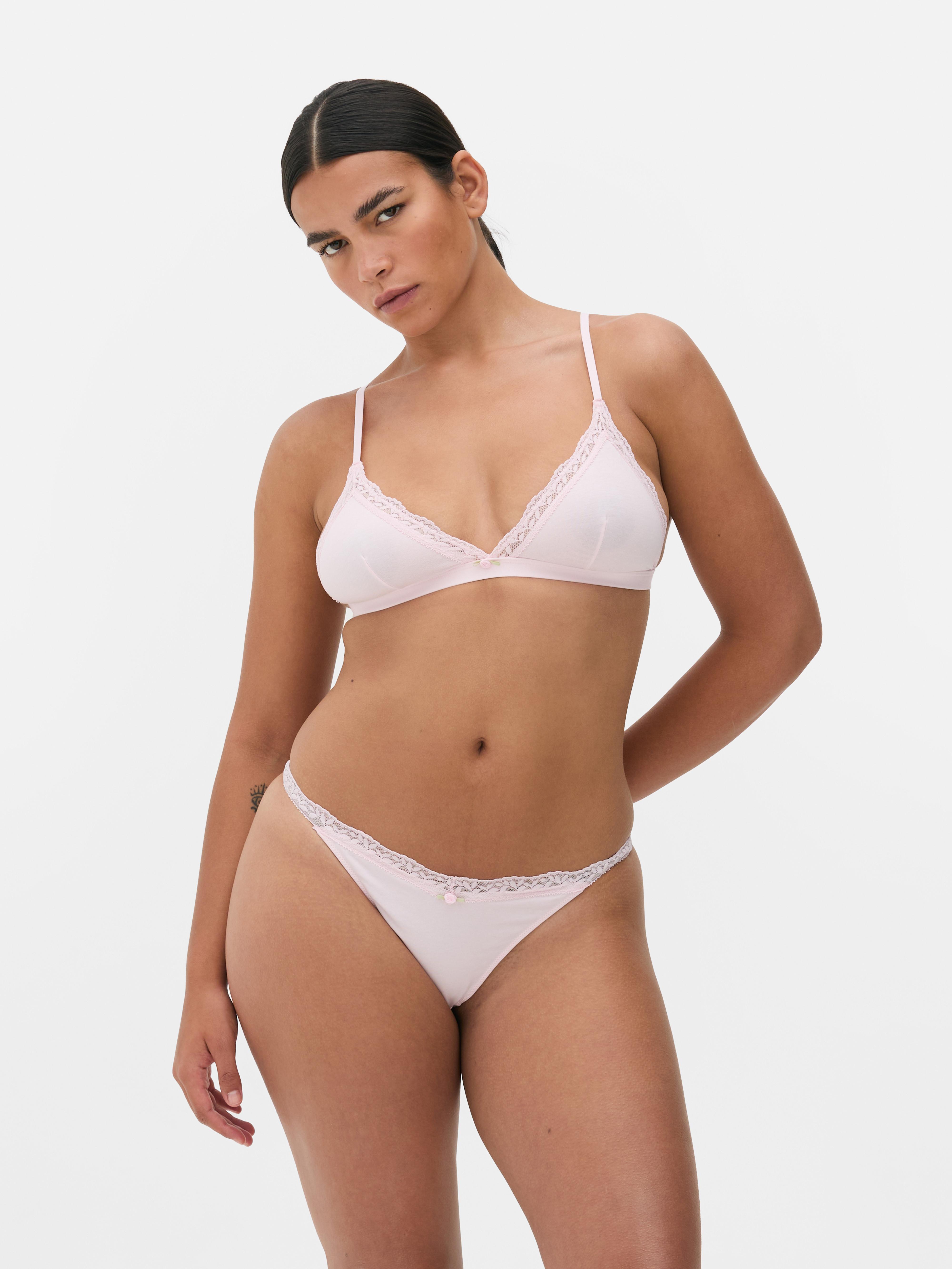Lace Trim Underwear Set