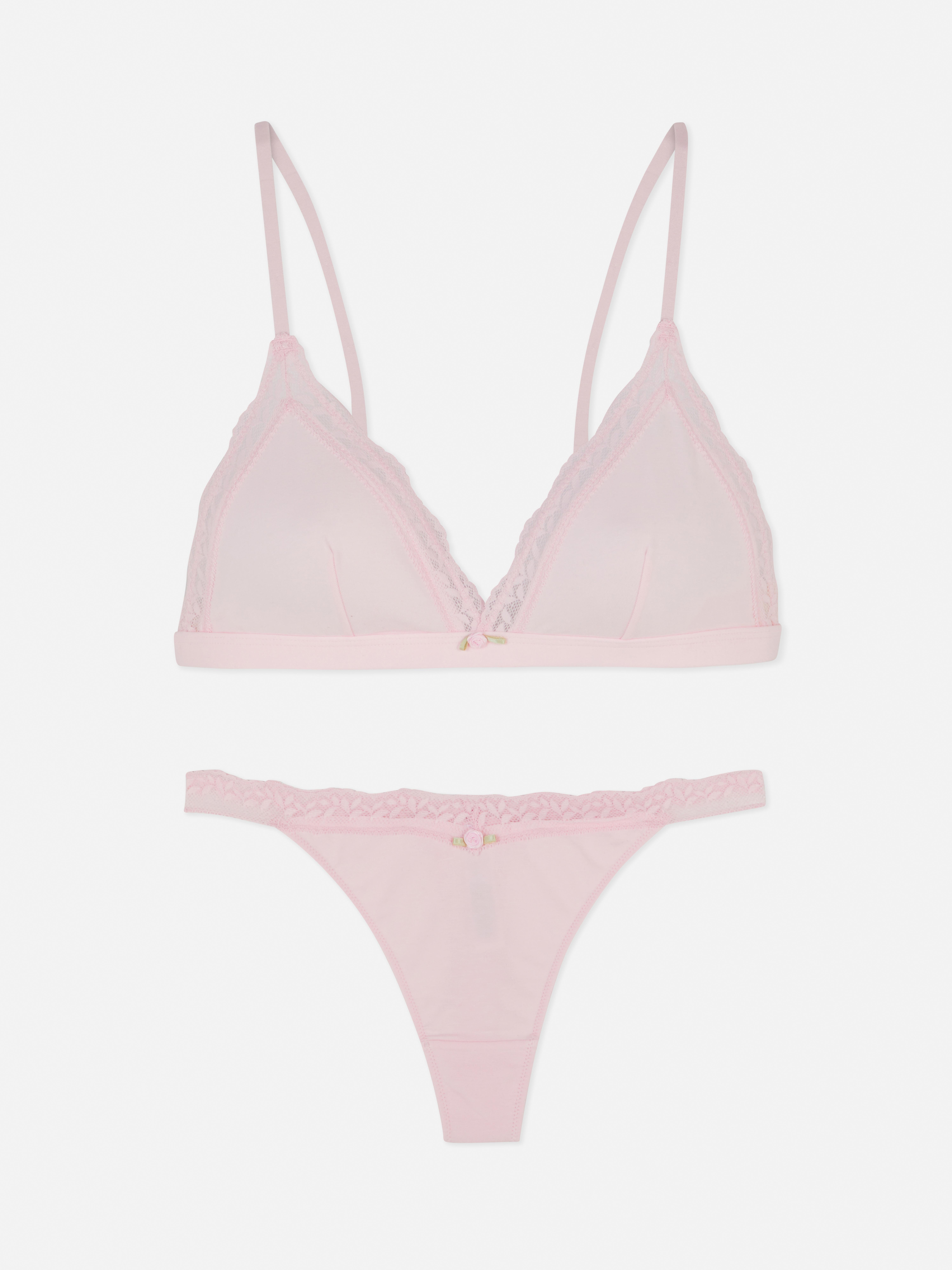 Lace Trim Underwear Set