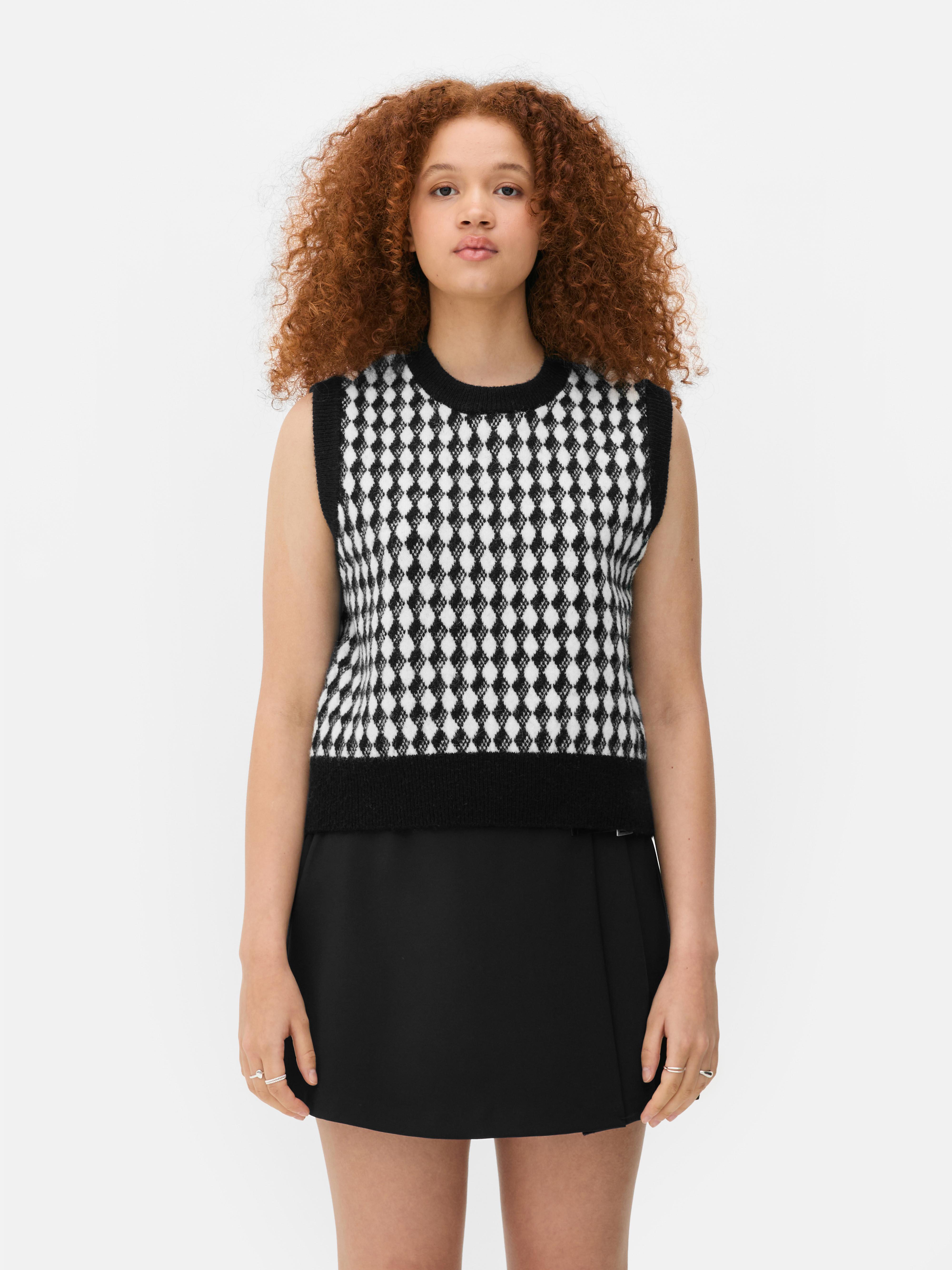 Colleen Atwood X Wednesday Knit Houndstooth Vest