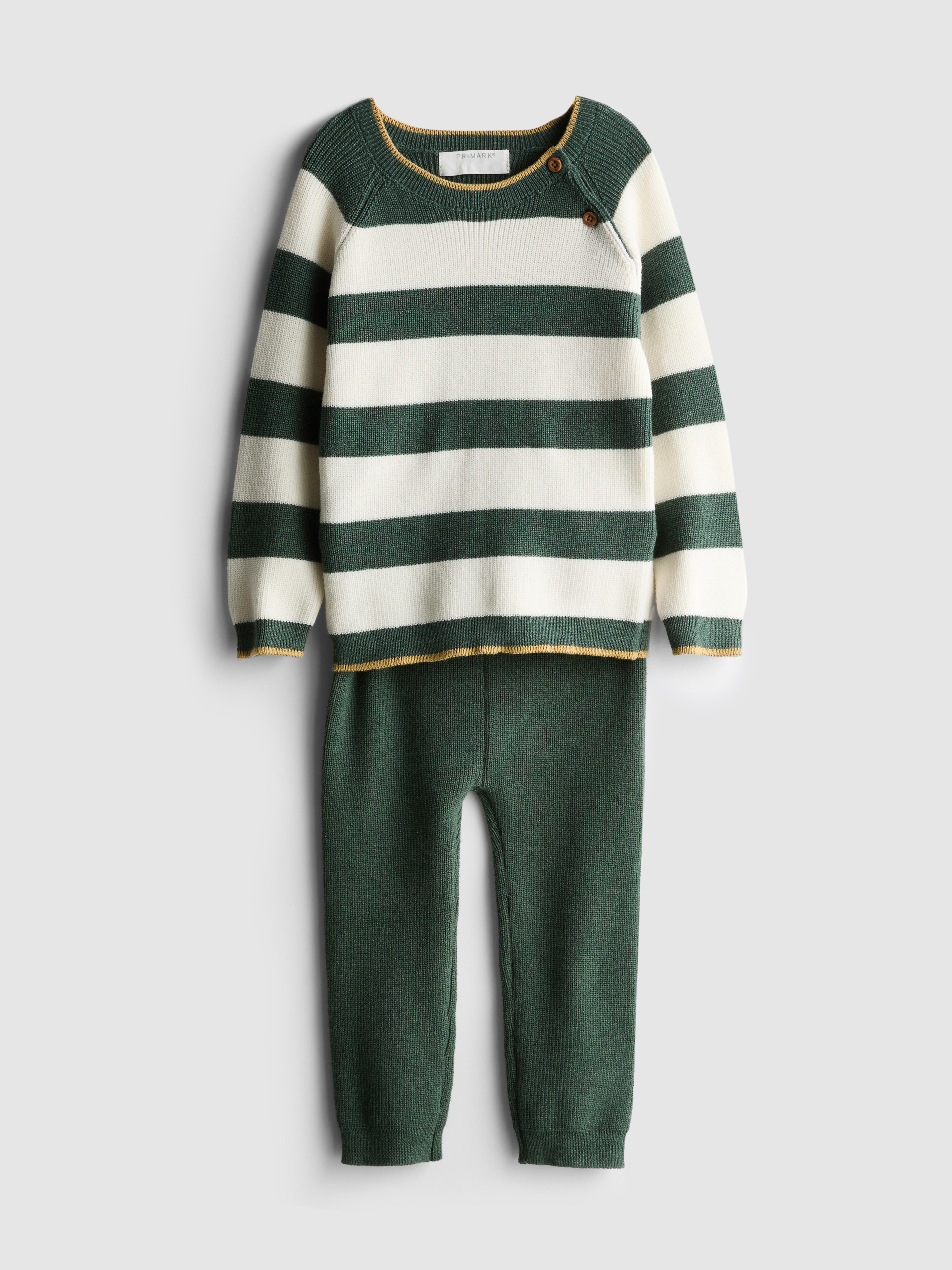 0–36 Monate | Gestreifter Pullover und Strickleggings im Set