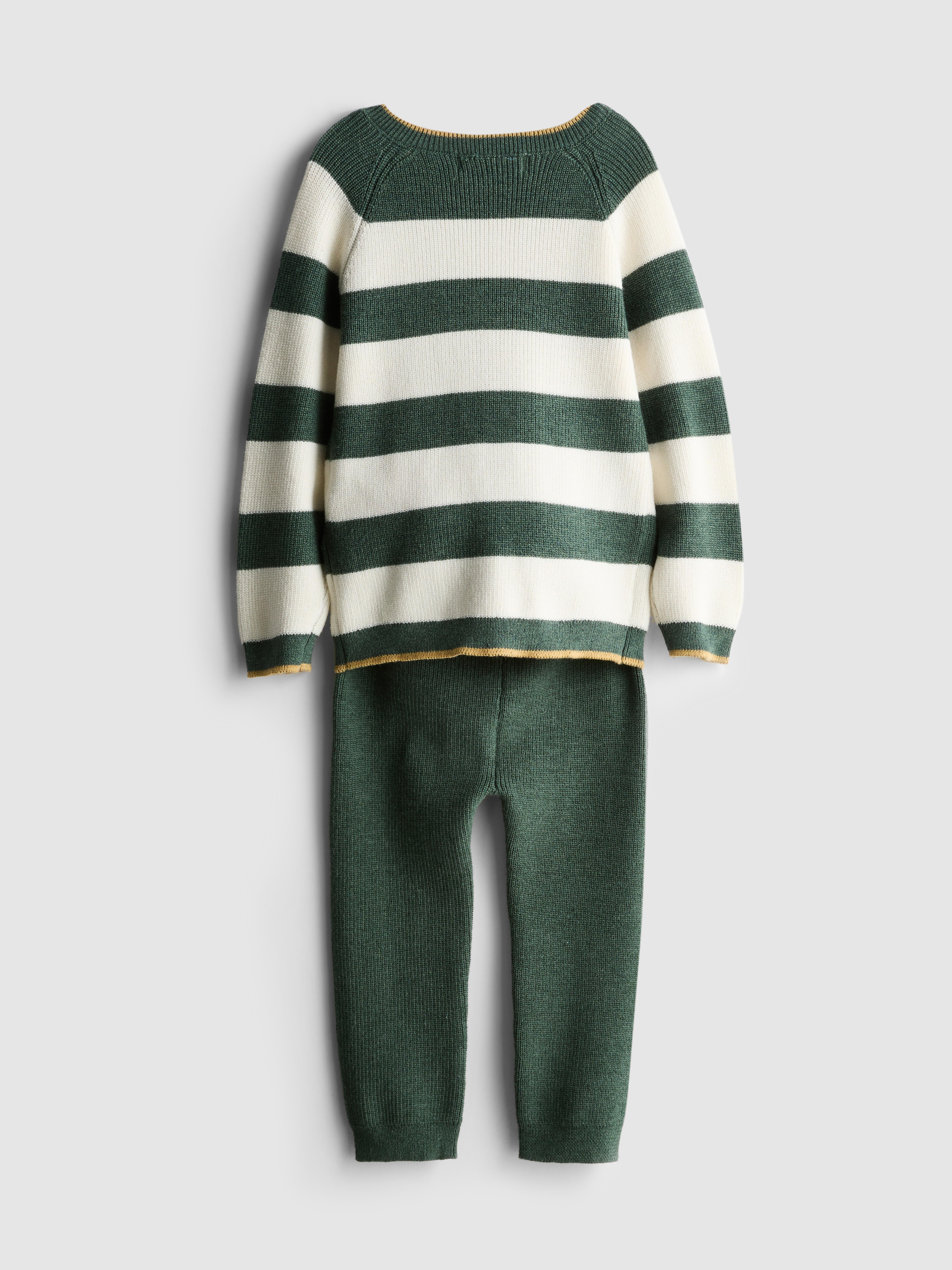 0–36 Monate | Gestreifter Pullover und Strickleggings im Set
