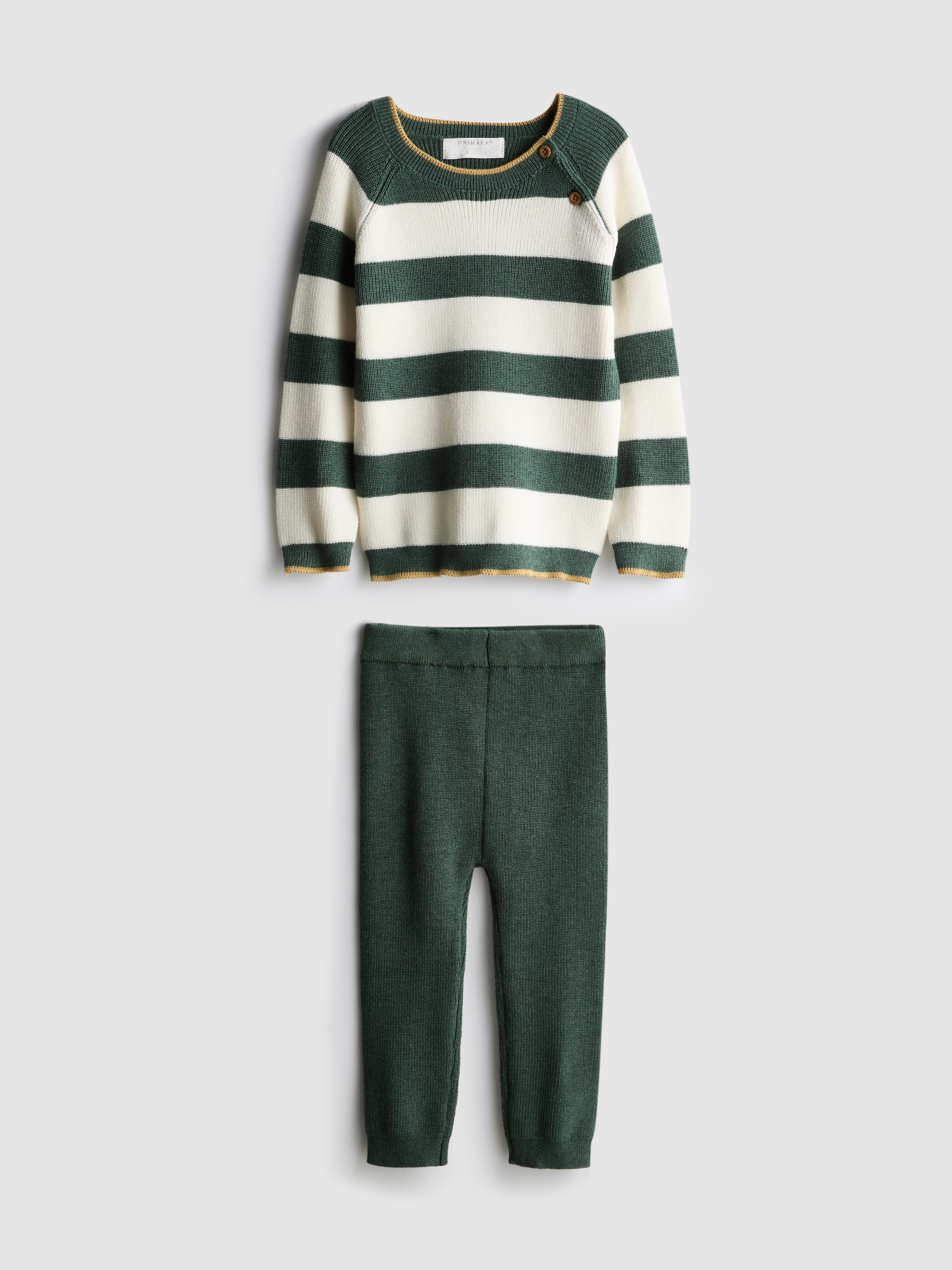 0–36 Monate | Gestreifter Pullover und Strickleggings im Set
