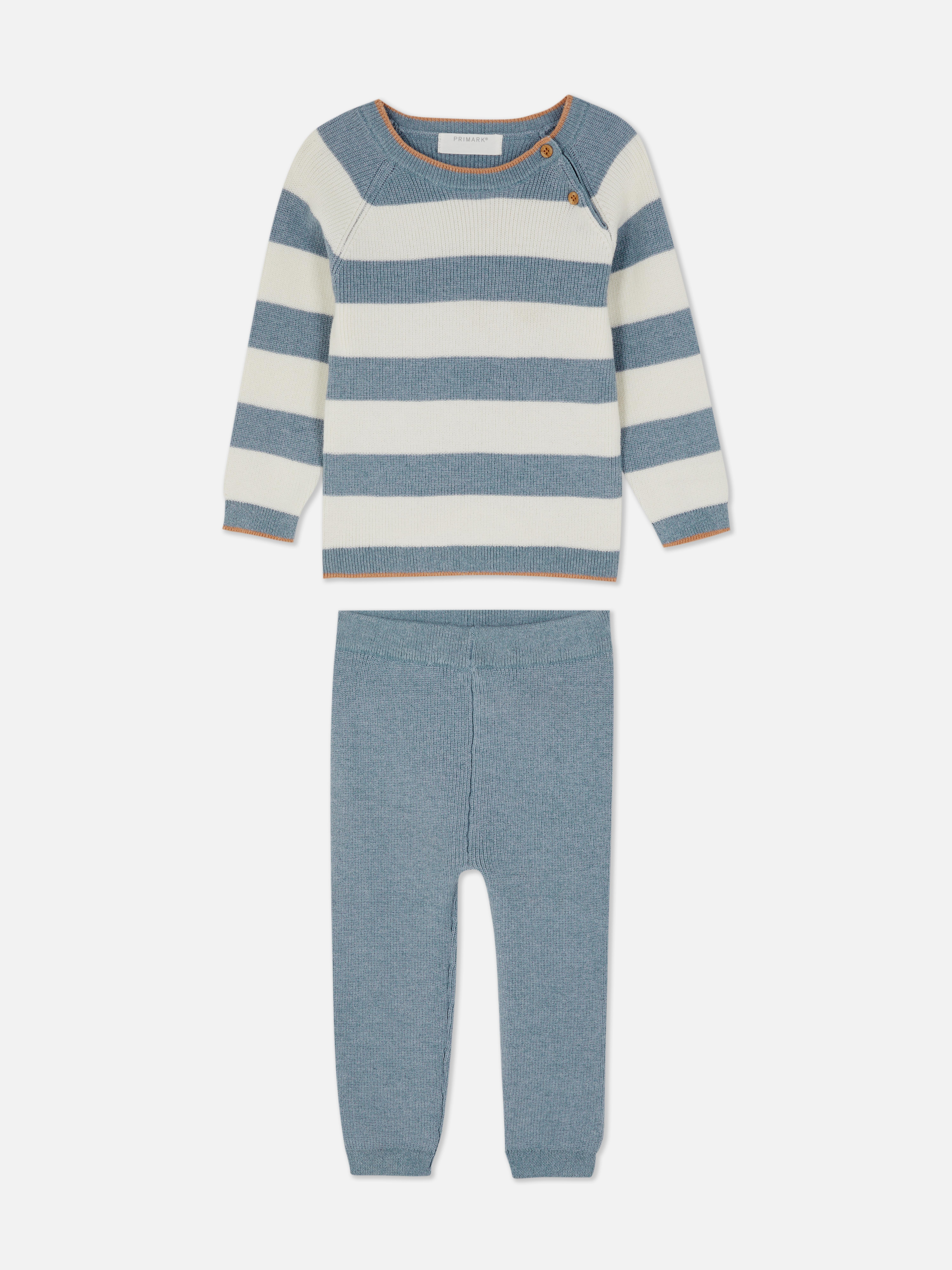 0–36 Monate | Gestreifter Pullover und Strickleggings im Set