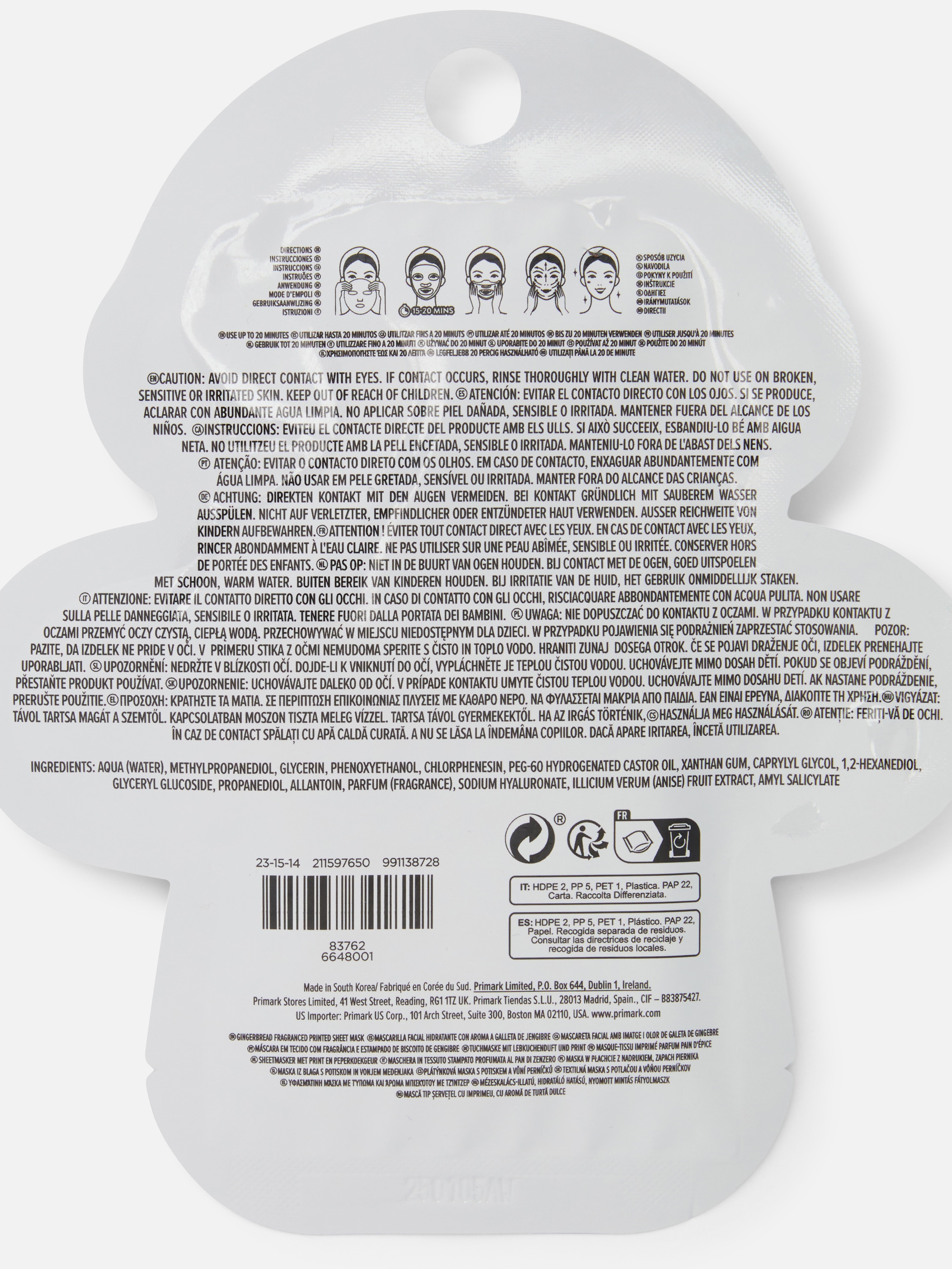 PS... Christmas Gingerbread Sheet Mask