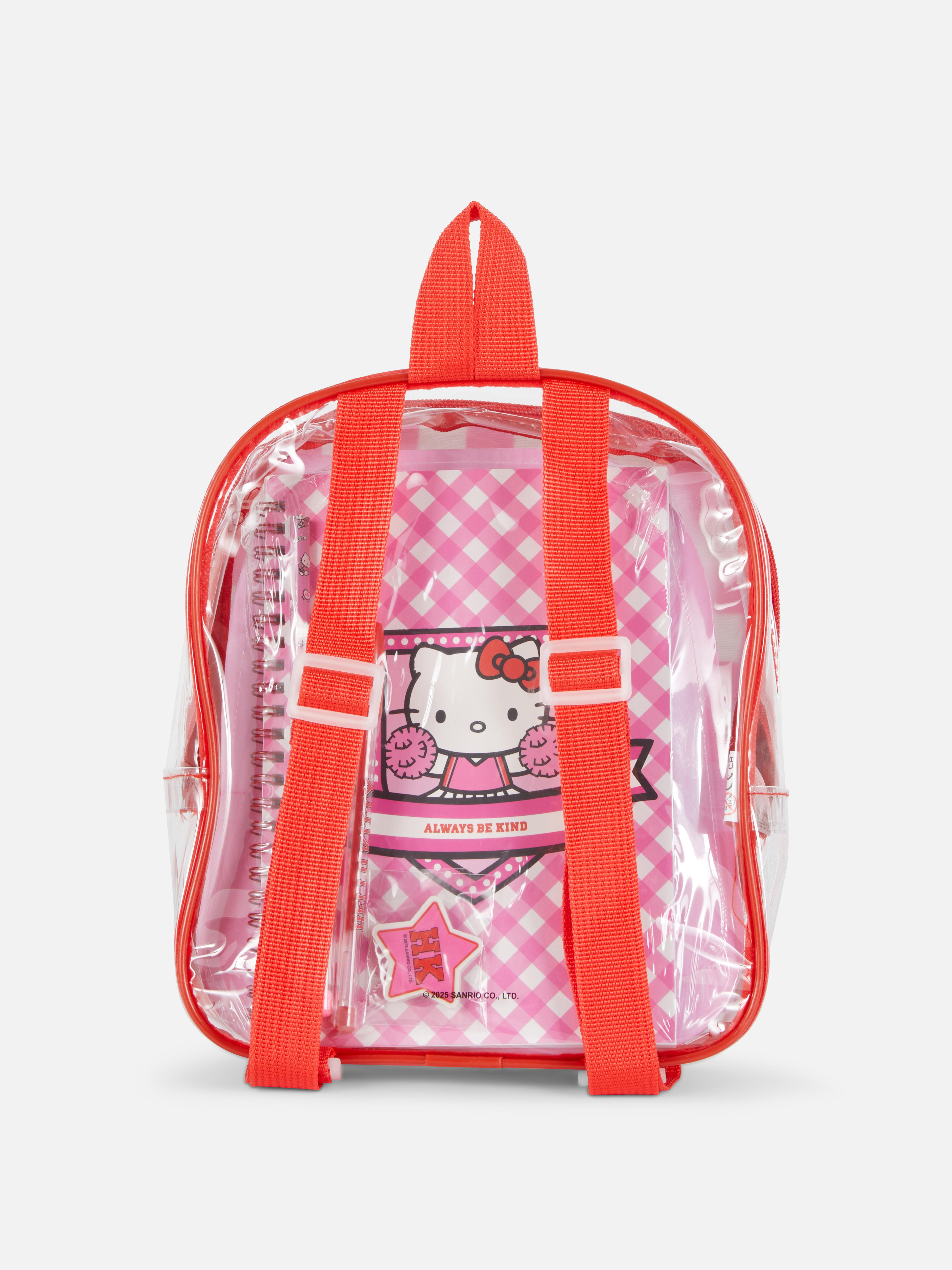 Zaino a quadretti con set cancelleria Hello Kitty