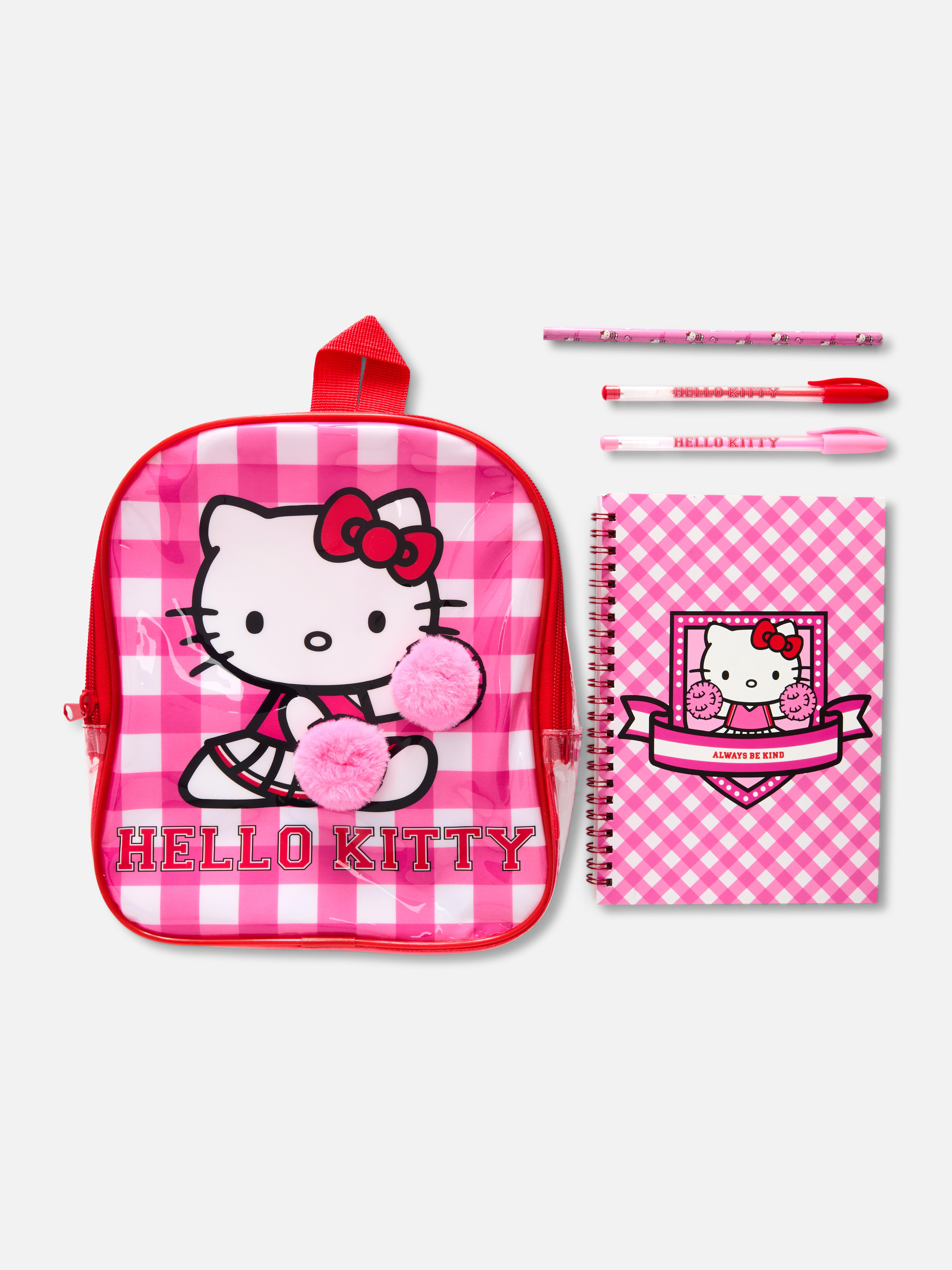 Zaino a quadretti con set cancelleria Hello Kitty