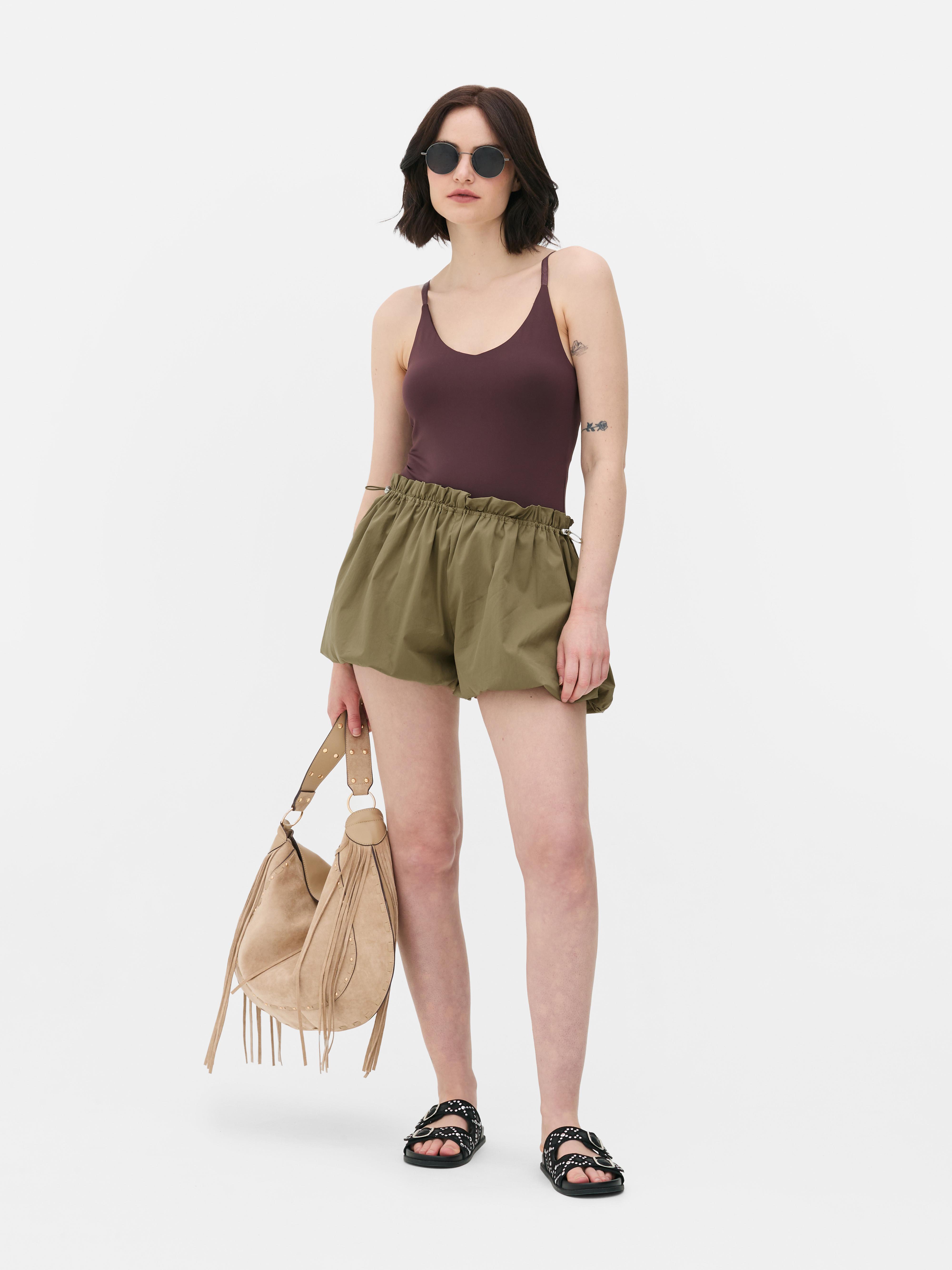 Womens Khaki Poplin Balloon Shorts | Primark