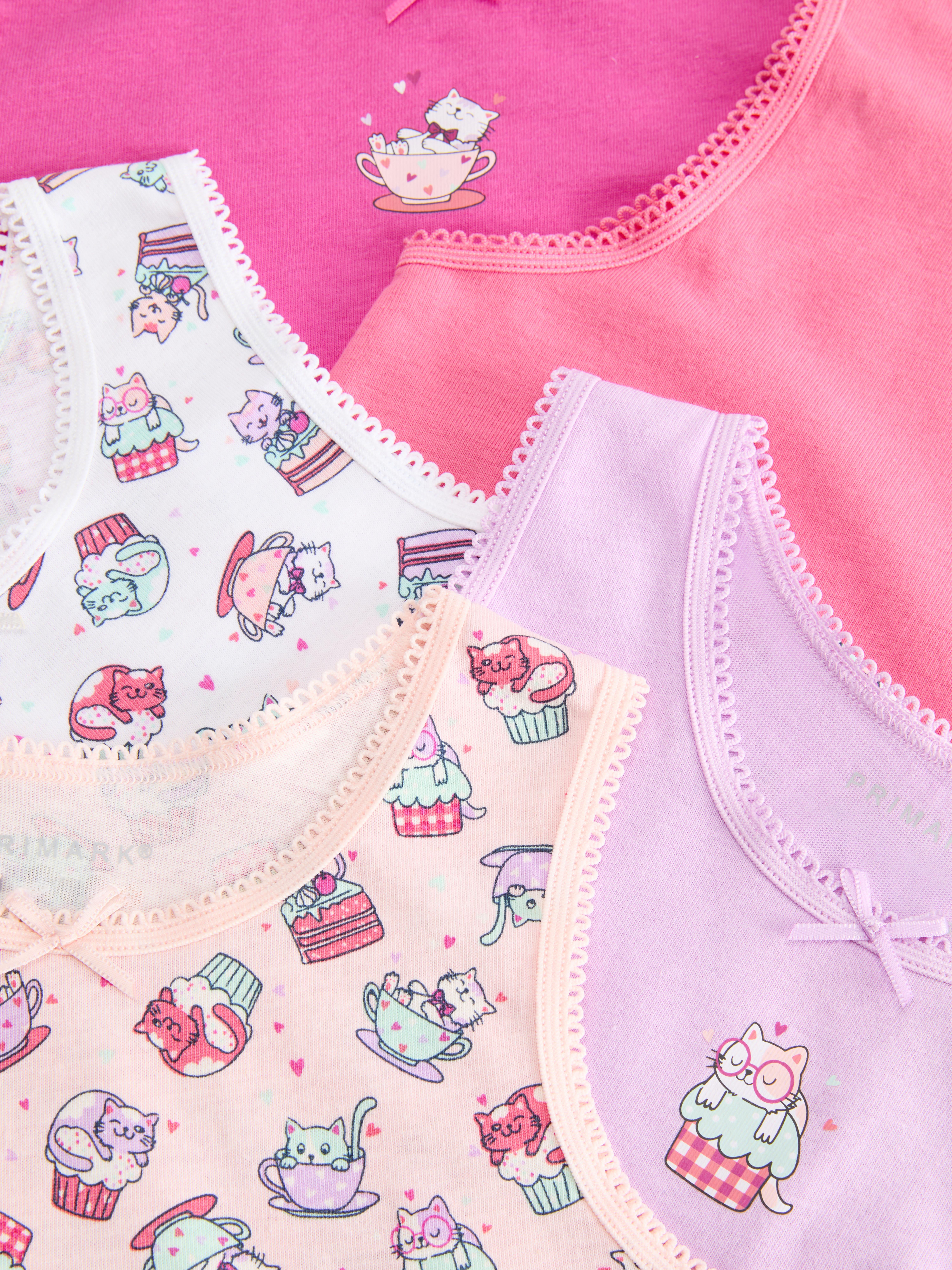 1.5-12yrs | 5pk Cupcake Cat Graphic Vests