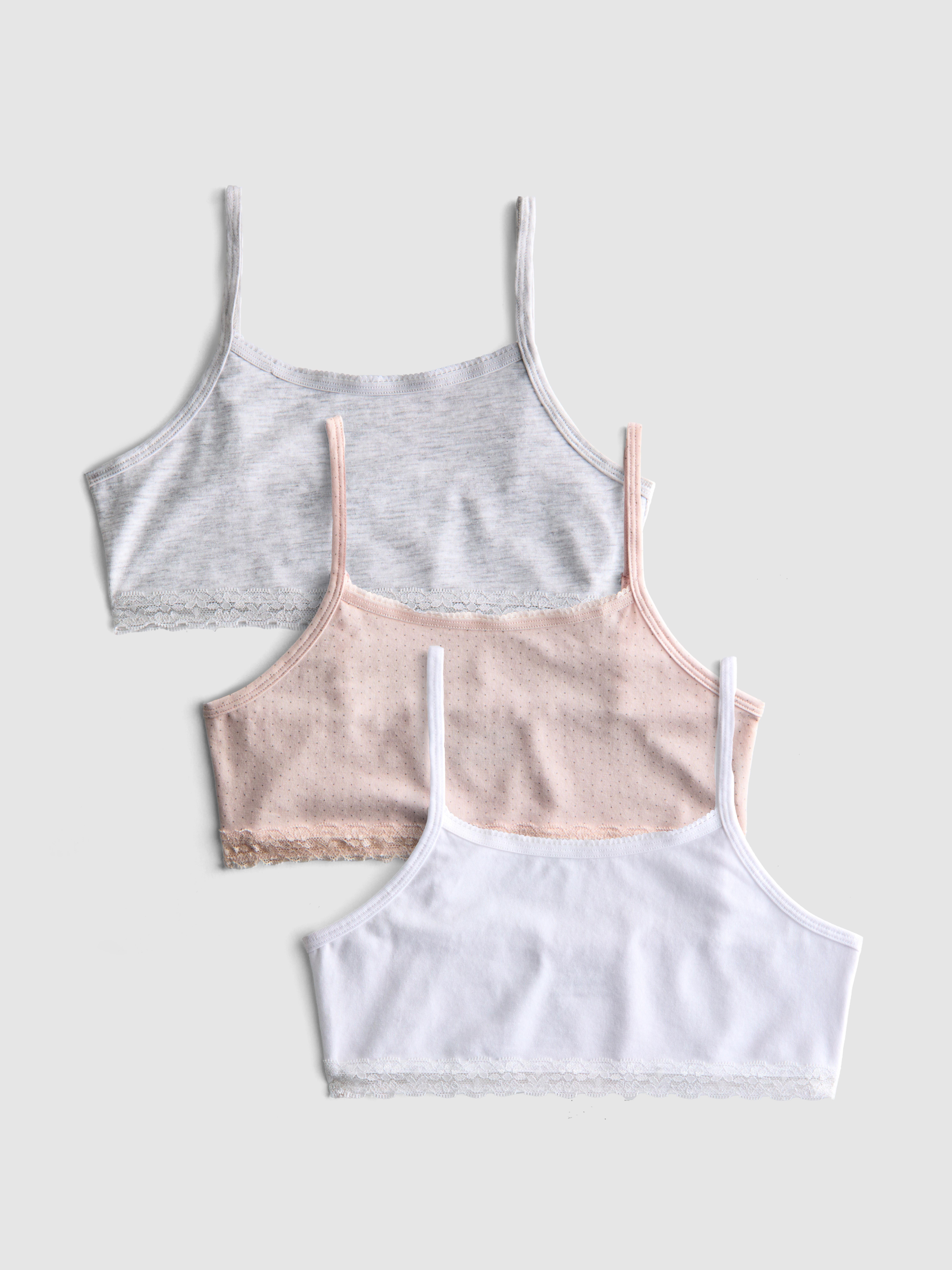 7-15yrs | 3pk Lace Trim Cropped Tops