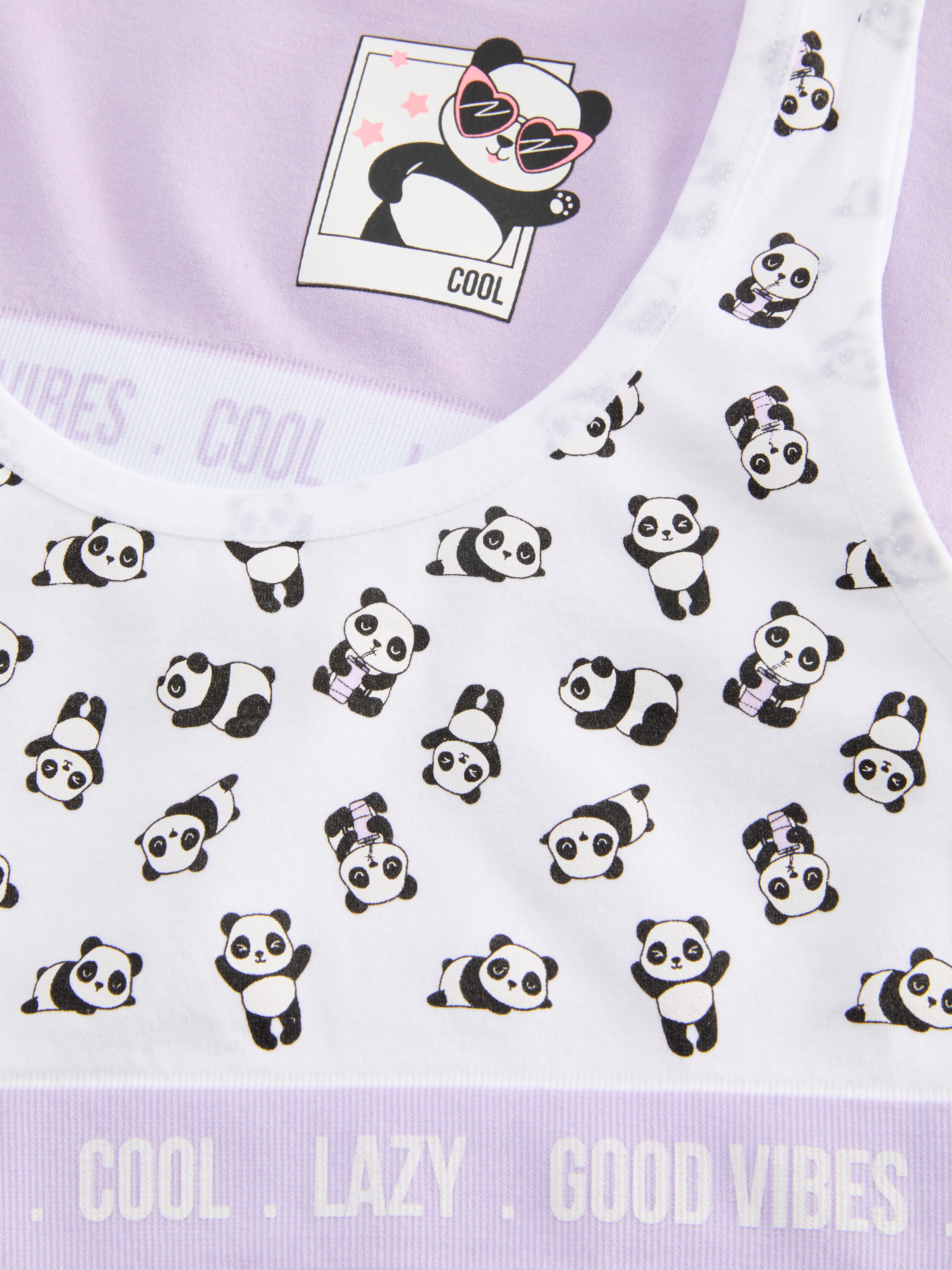 7–15 ans | 2 hauts courts sans coutures à motif panda